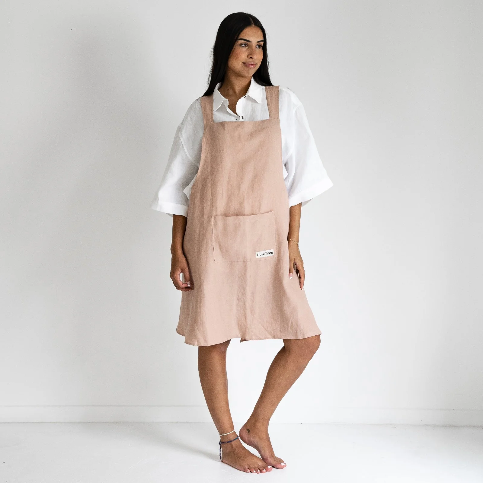 French Flax Linen Apron in Clay