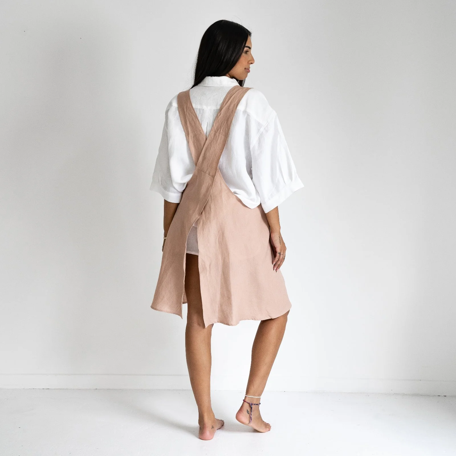 French Flax Linen Apron in Clay - Image 4