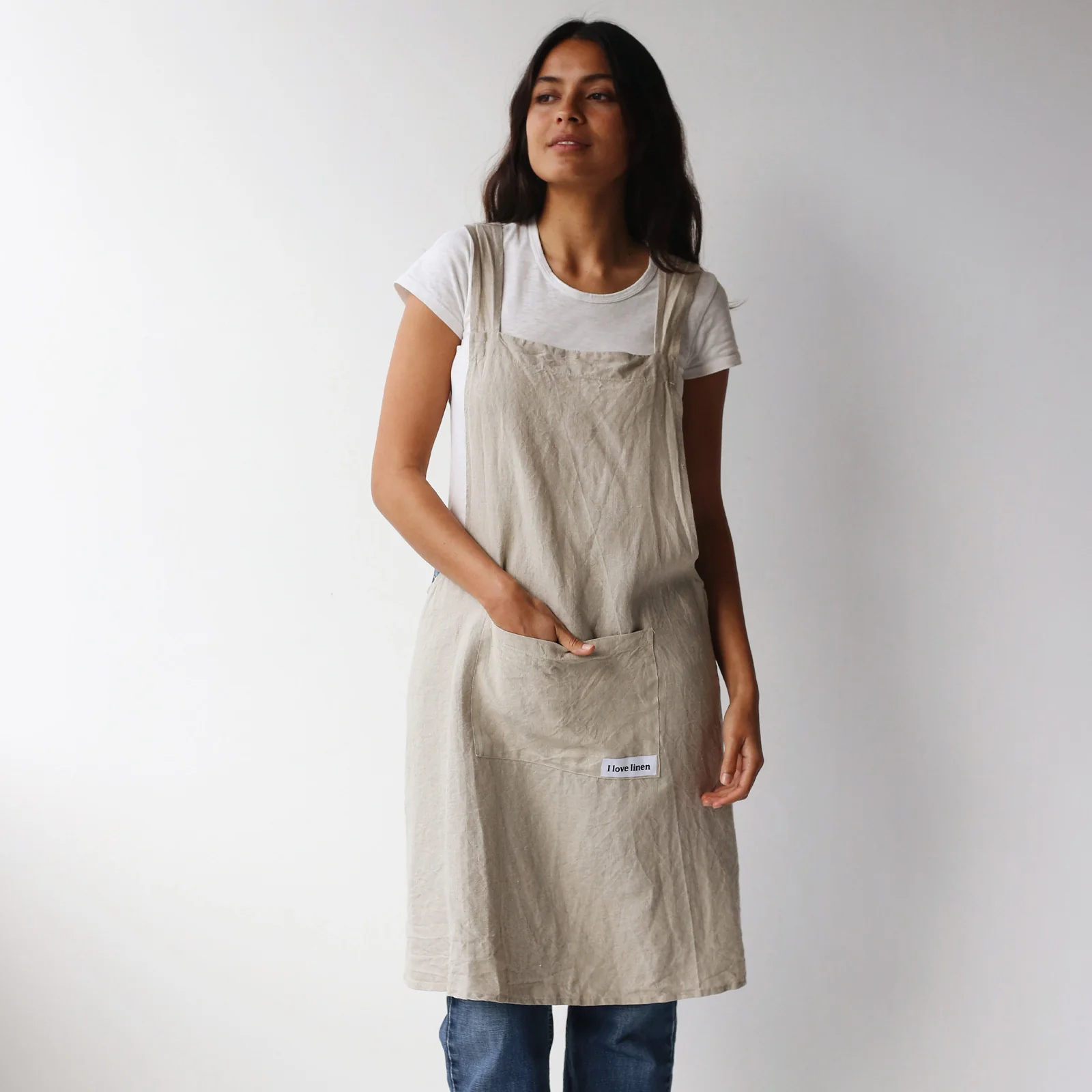 French Flax Linen Apron in Natural - Image 3