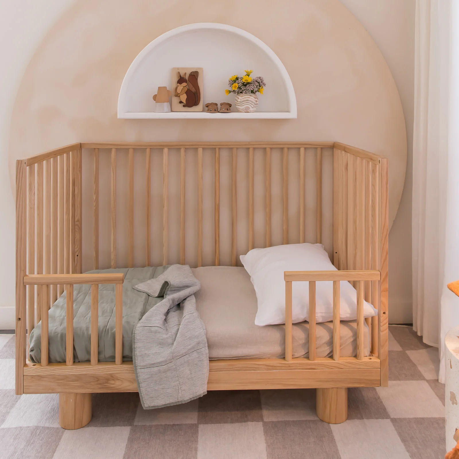French Flax Linen Cot Sheet in Natural - Image 6