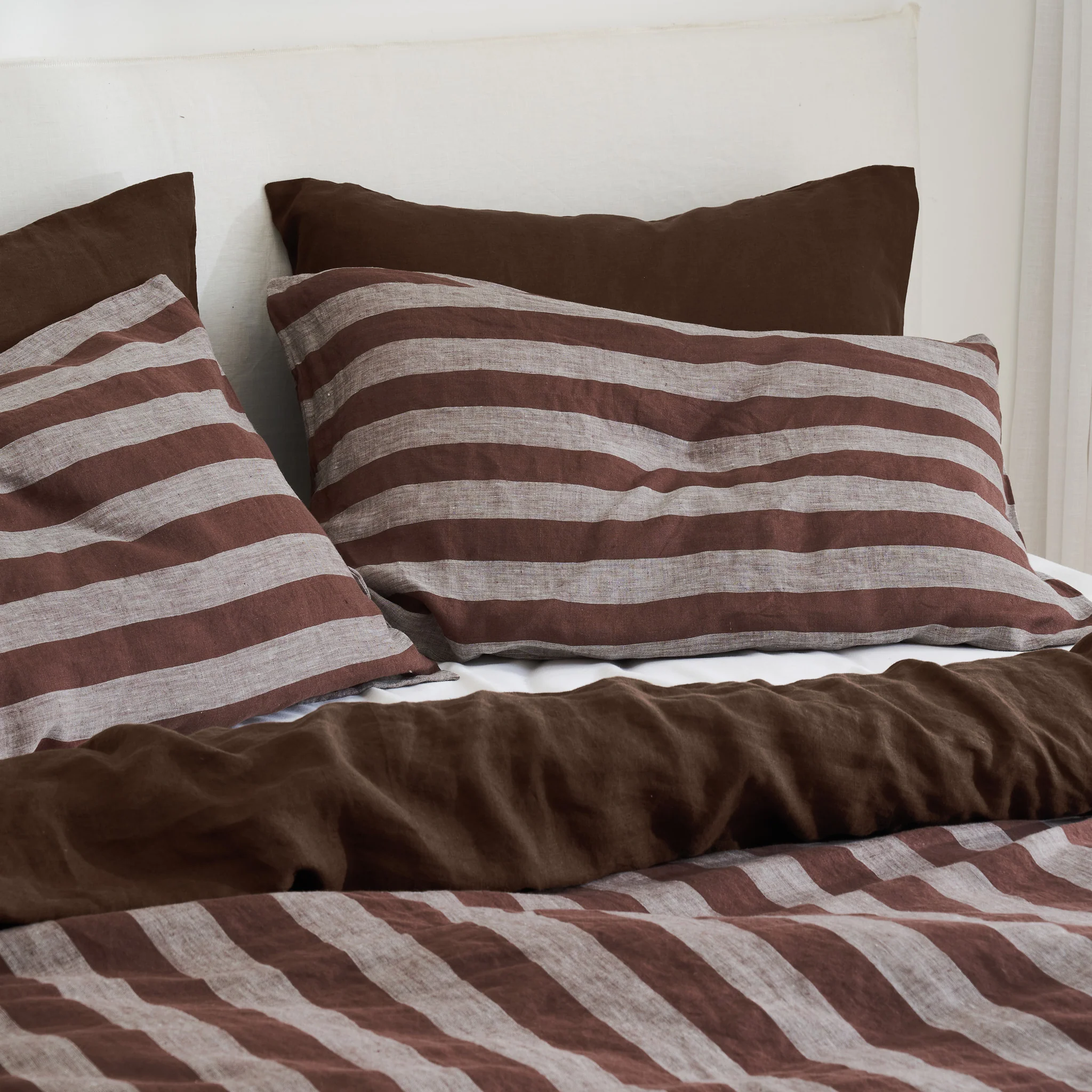 Standard Pillowcase Set in Chocolate Stripe - Image 2