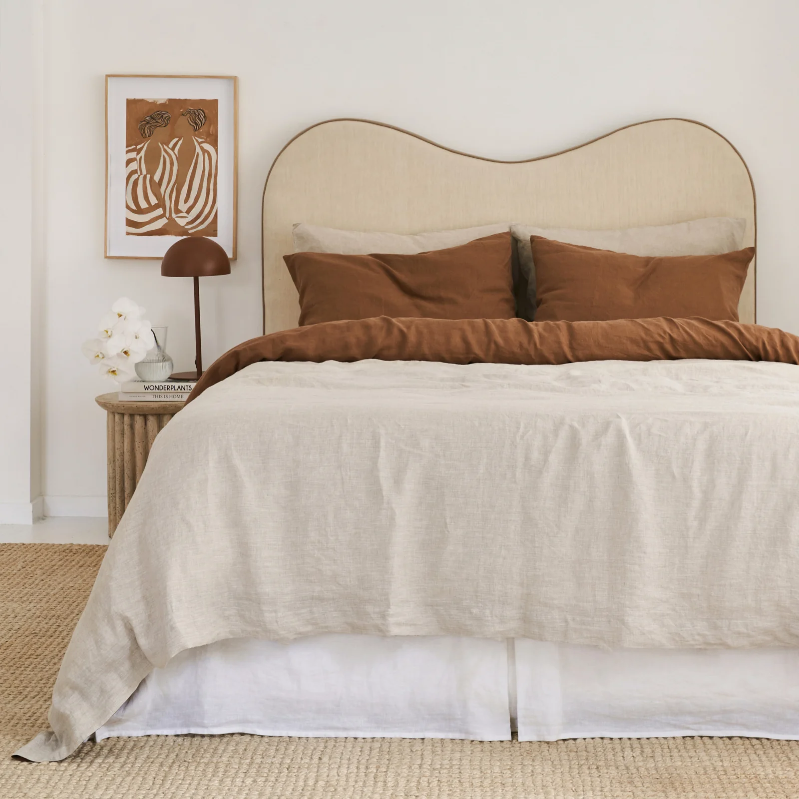 French Flax Linen Double Sided Quilt Cover in Hazelnut/Natural - Image 2