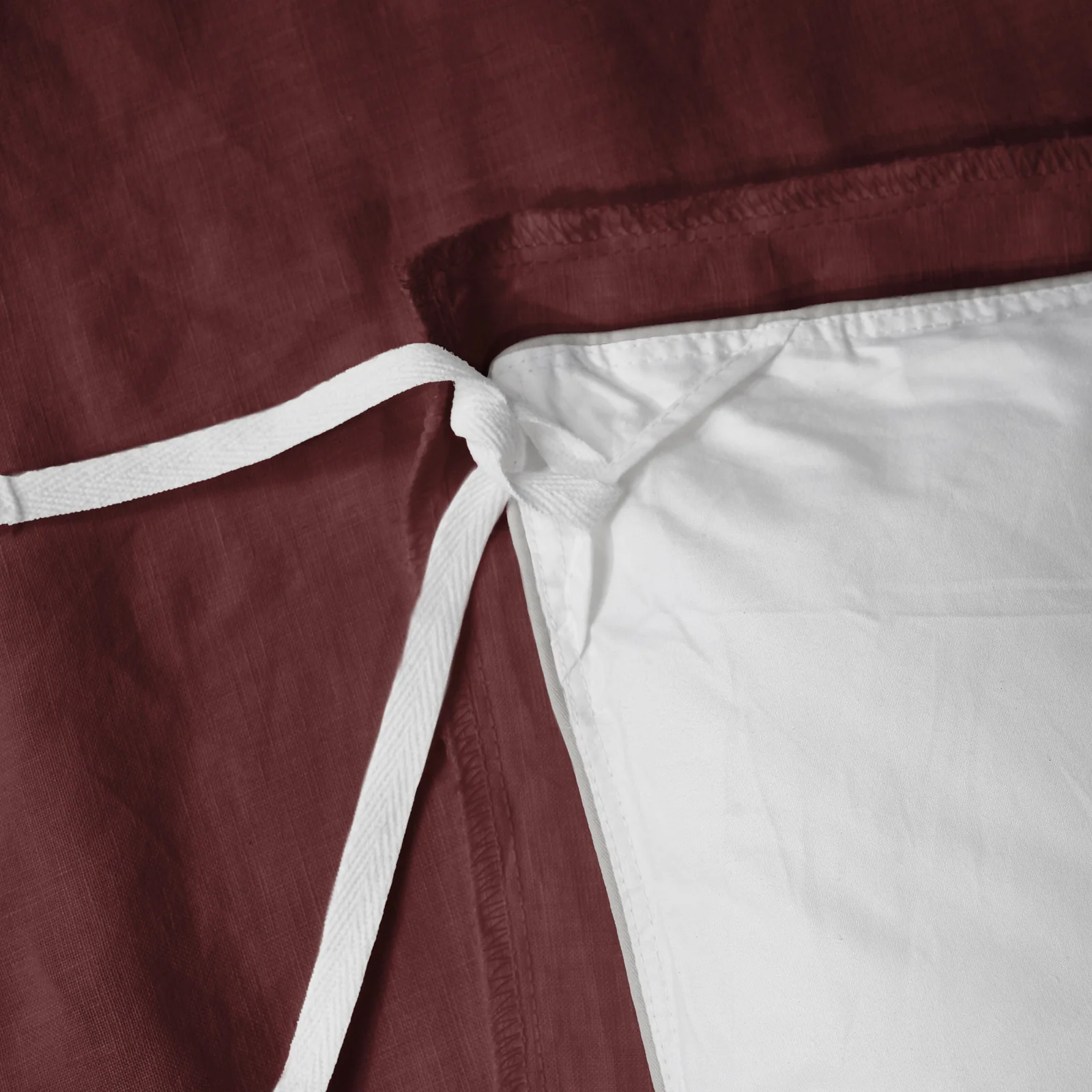 French Flax Linen Double Sided Quilt Cover Set in Cherrywood/Cherrywood Stripe - Image 14