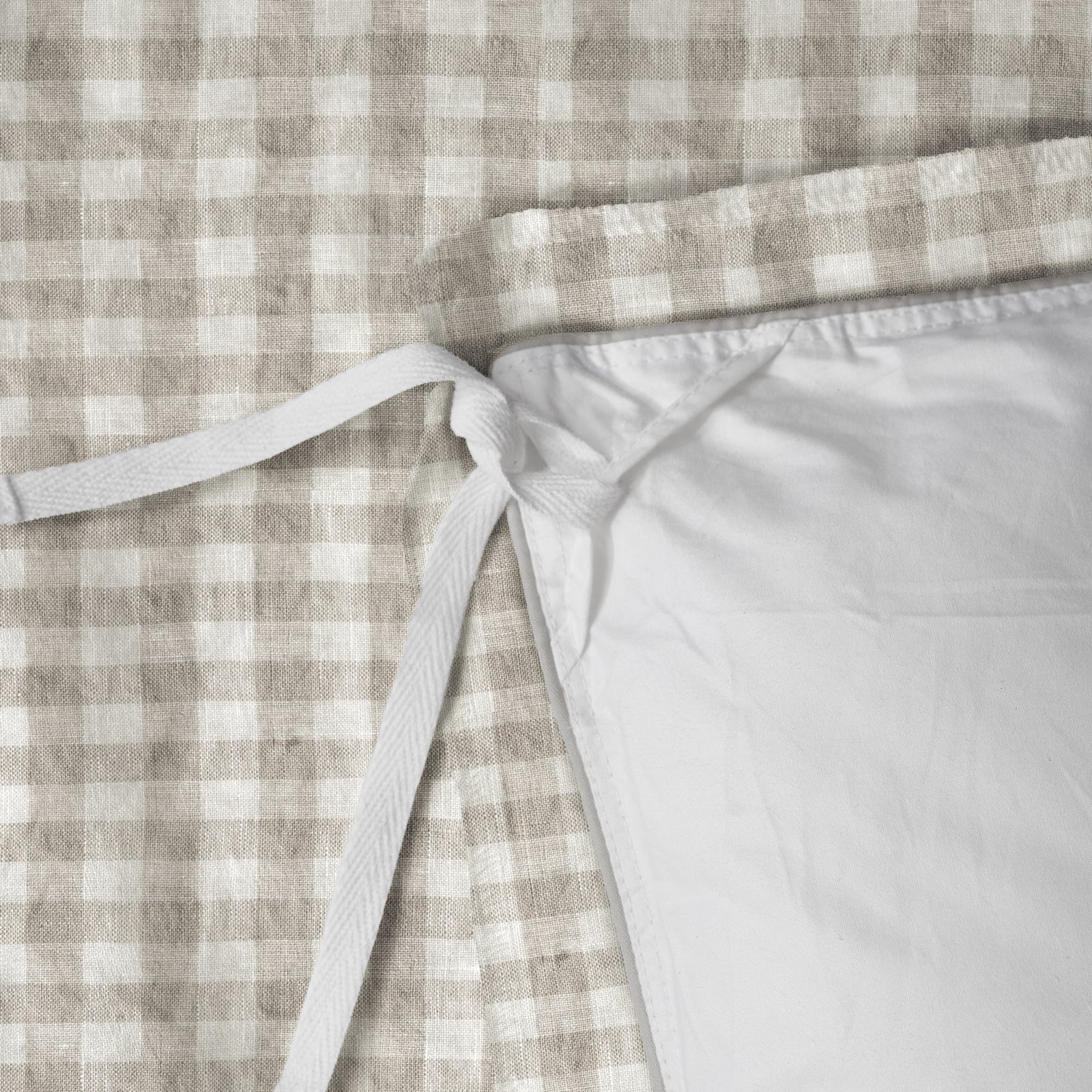 French Flax Linen Quilt Cover in Beige Gingham - Image 13