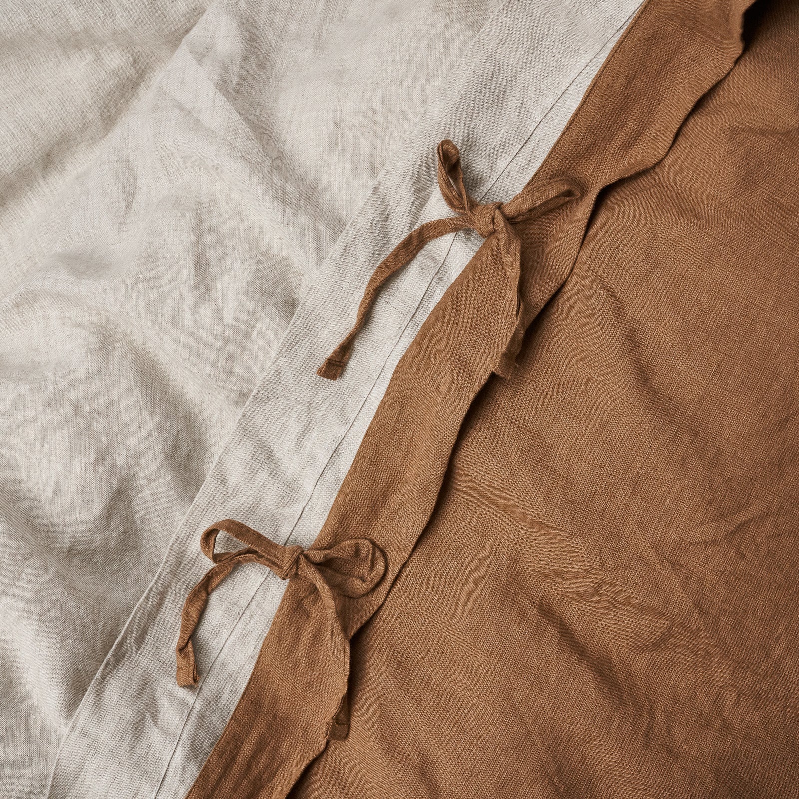 French Flax Linen Double Sided Quilt Cover in Hazelnut/Natural - Image 8