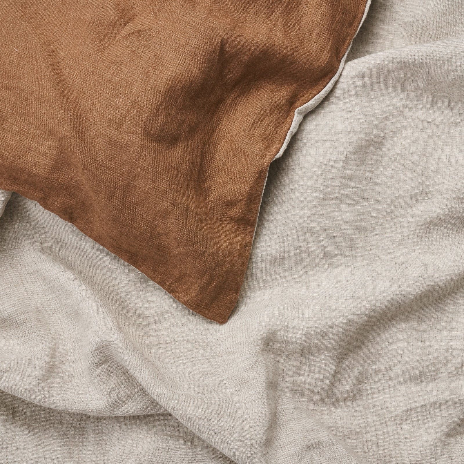 French Flax Linen Double Sided Quilt Cover in Hazelnut/Natural - Image 12