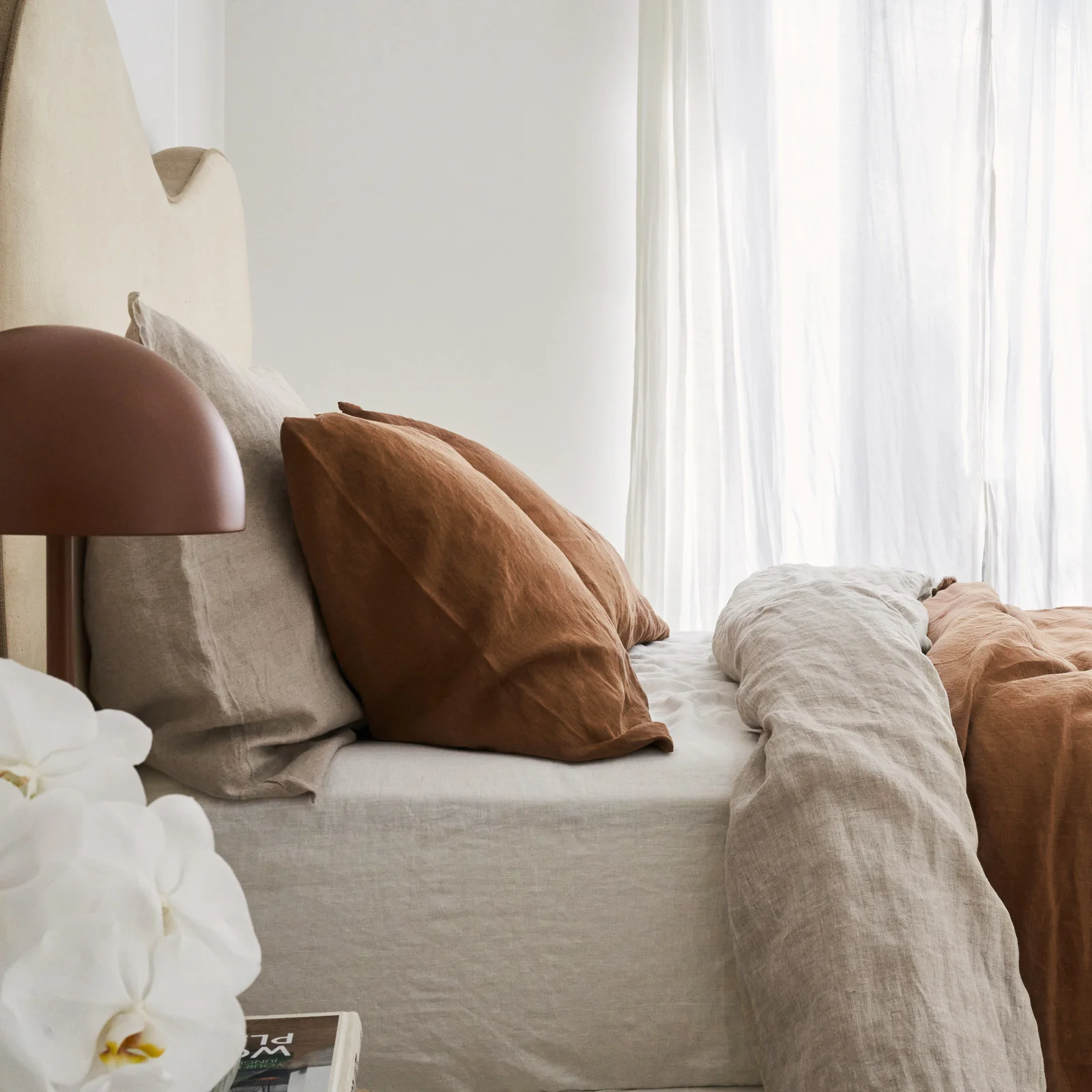 French Flax Linen Double Sided Quilt Cover in Hazelnut/Natural - Image 9