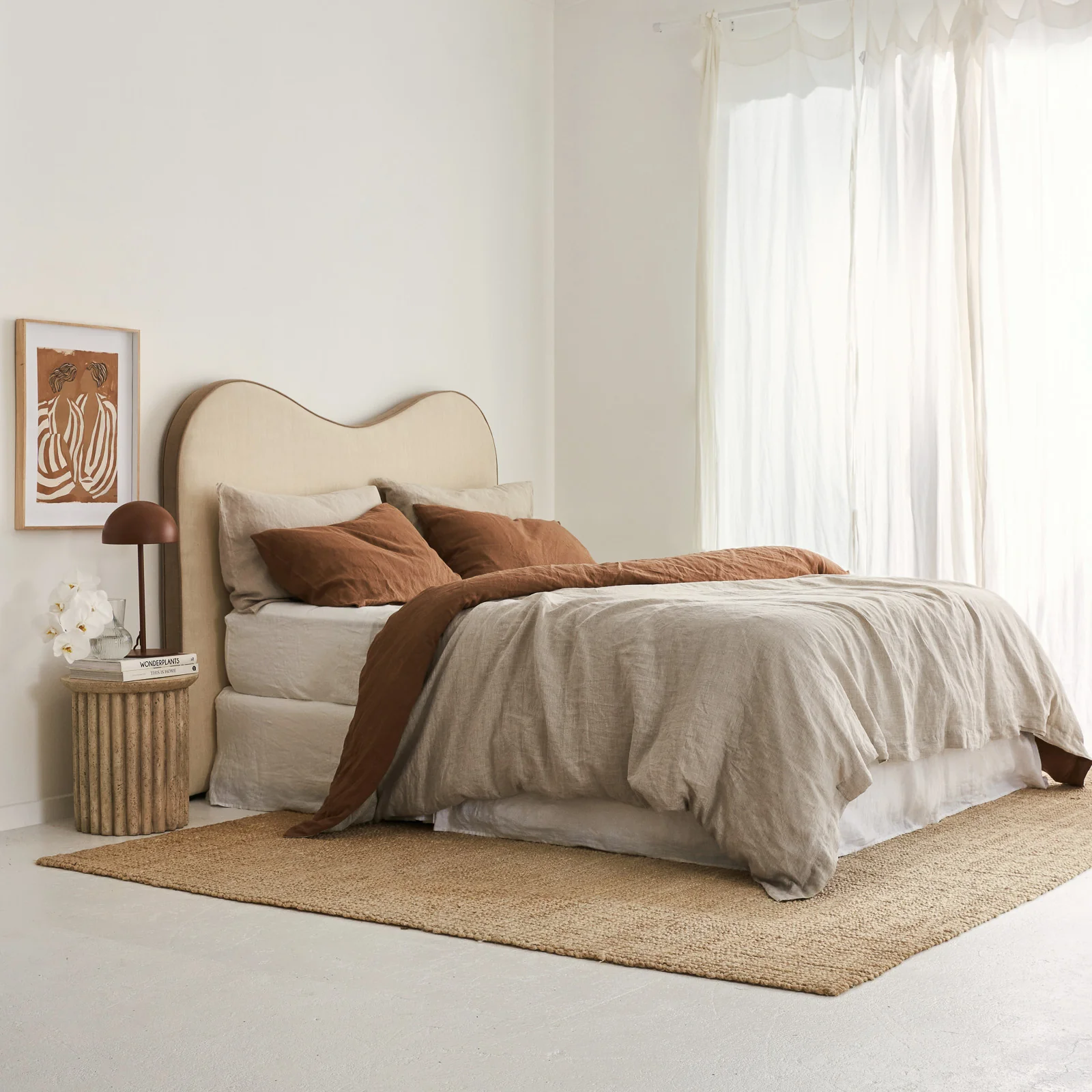 French Flax Linen Double Sided Quilt Cover in Hazelnut/Natural - Image 6
