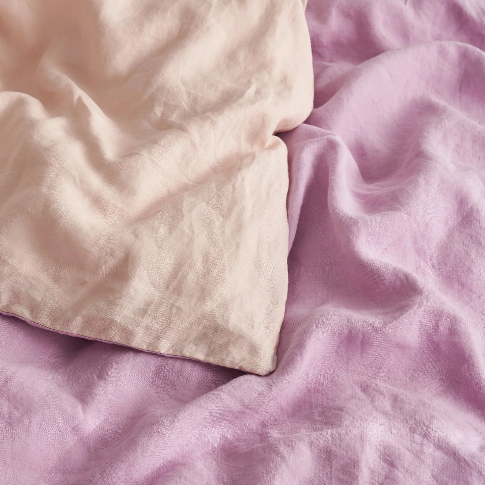 French Flax Linen Double Sided Quilt Cover Set in Lilac/Blush - Image 10