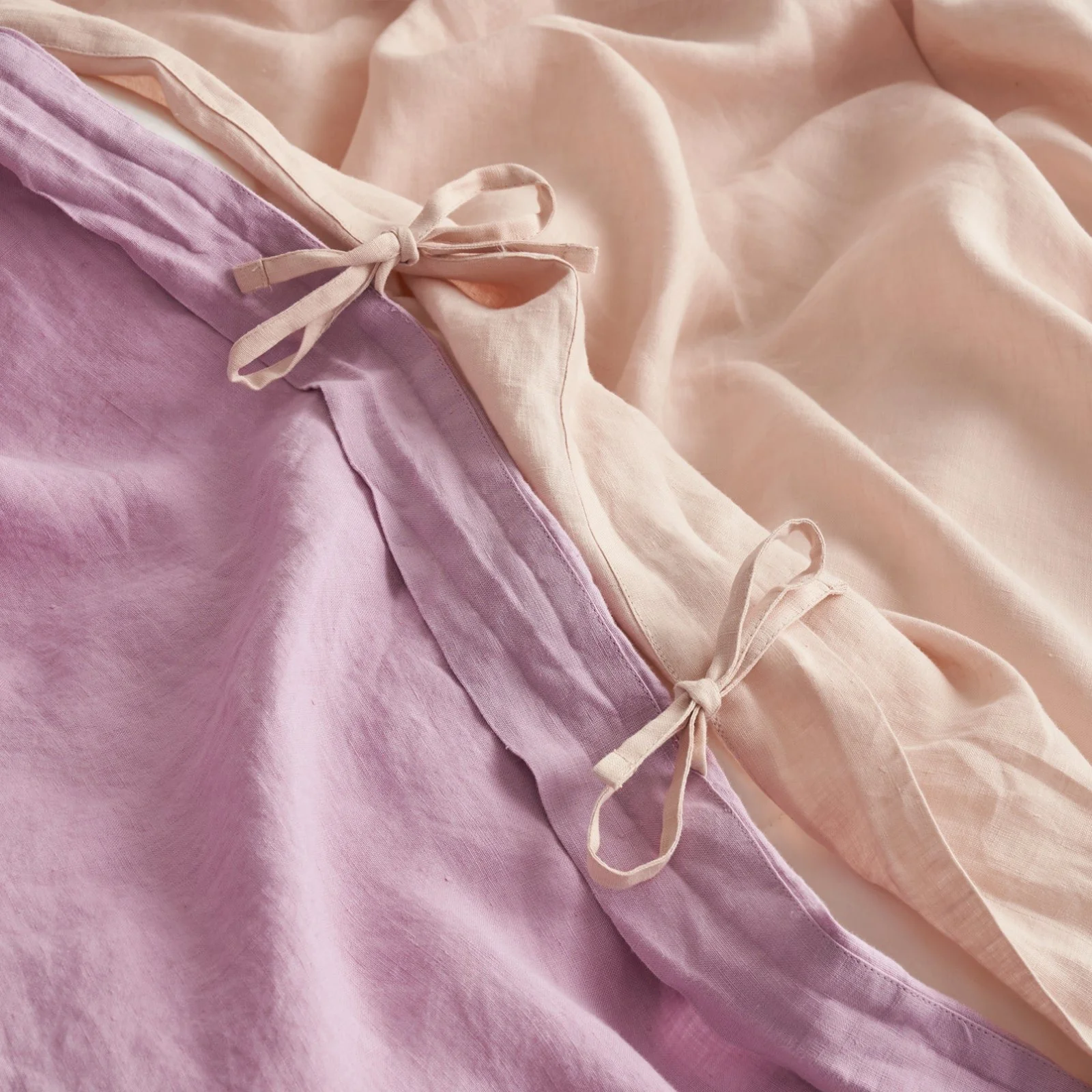 French Flax Linen Double Sided Quilt Cover Set in Lilac/Blush - Image 6