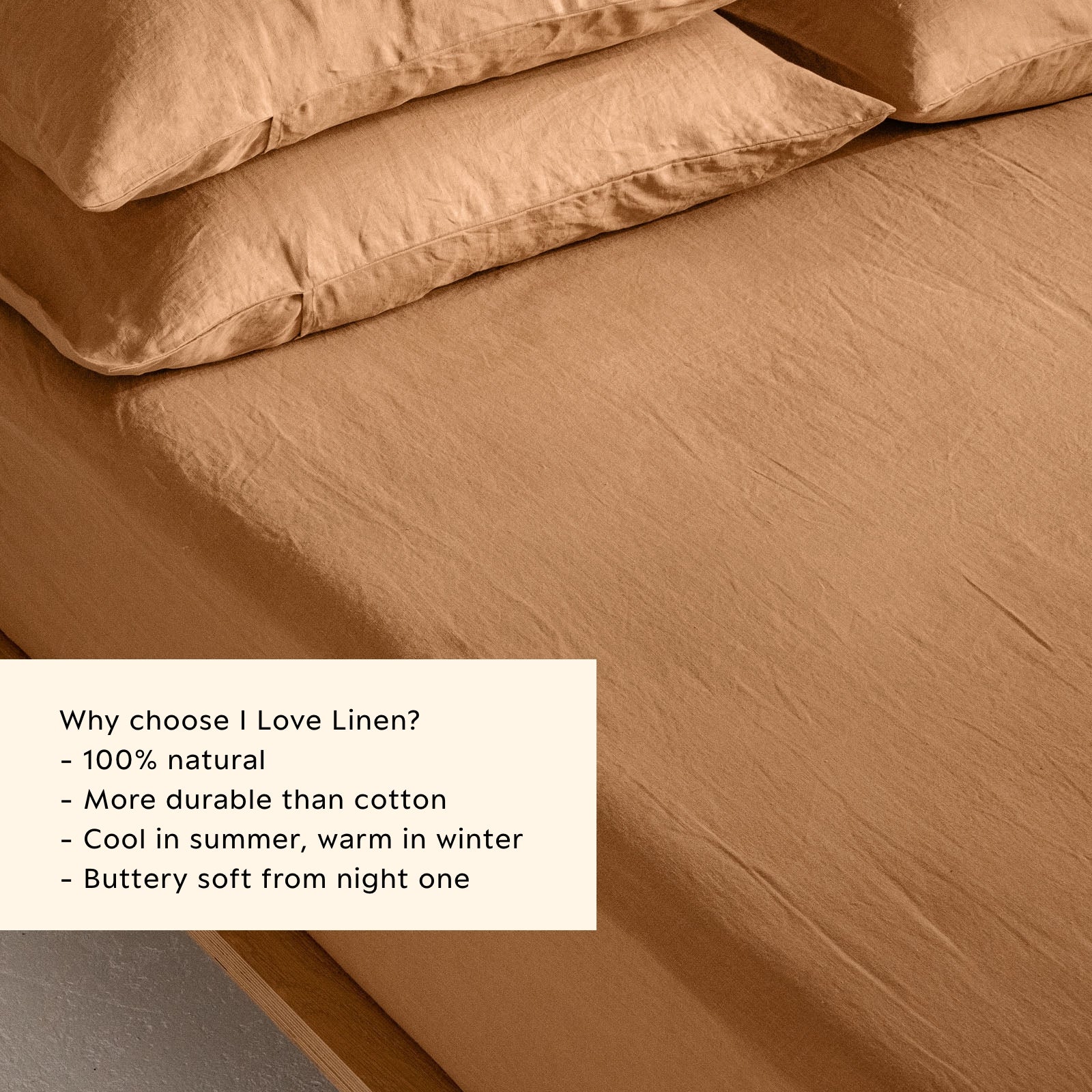 French Flax Linen Fitted Sheet in Sandalwood - Image 3