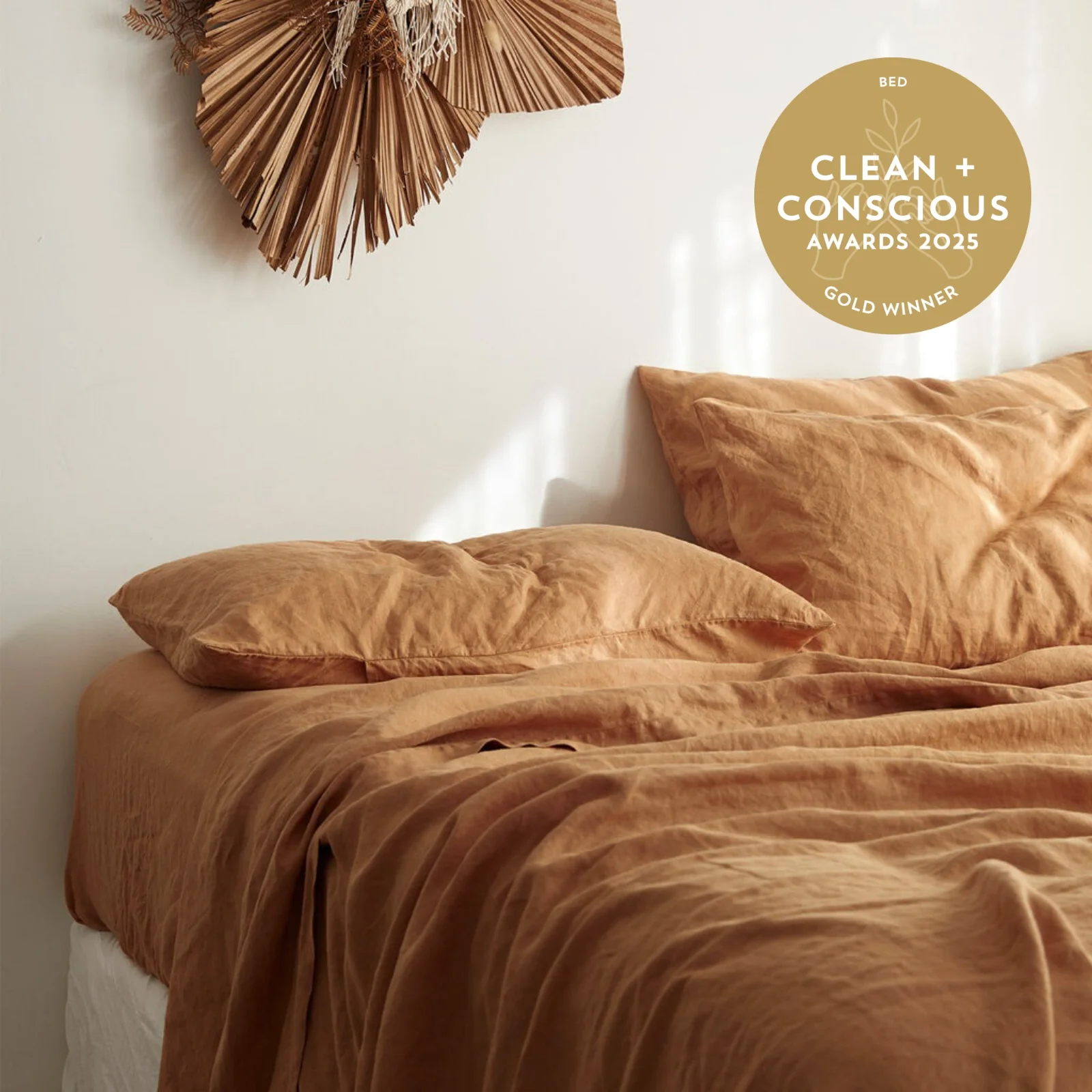 French Flax Linen Fitted Sheet in Sandalwood - Image 4
