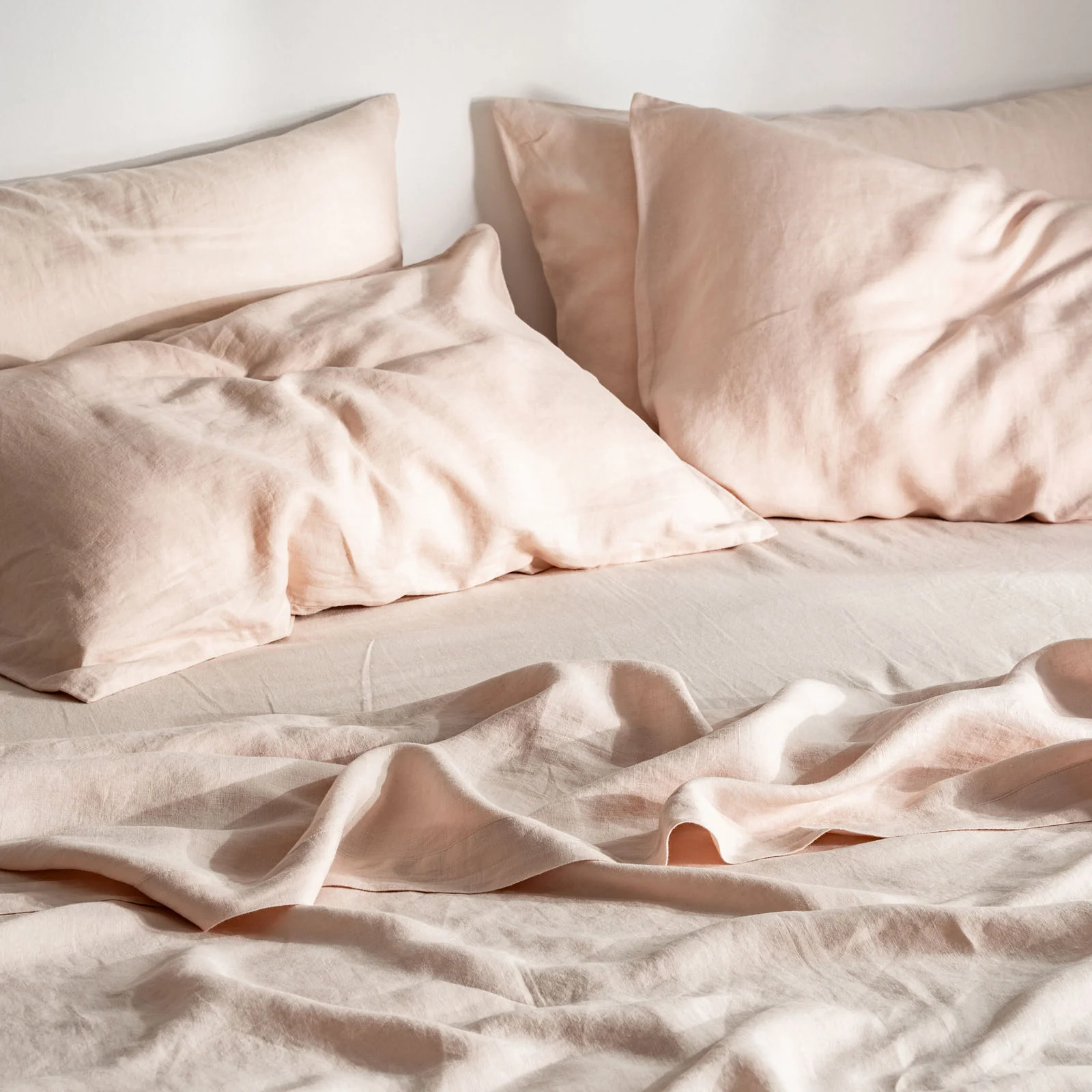 French Flax Linen Flat Sheet in Blush - Image 7