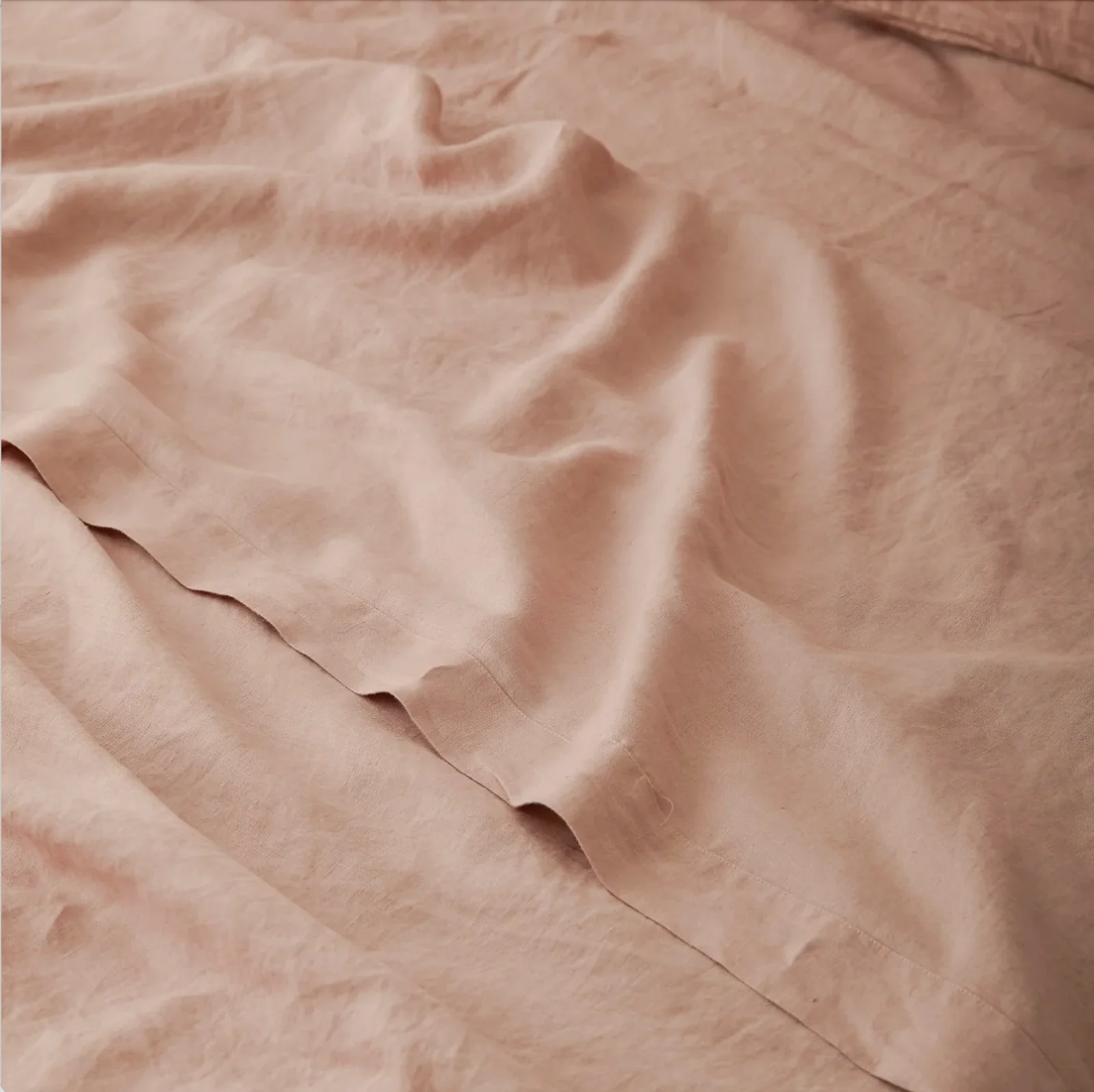 French Flax Linen Flat Sheet in Clay - Image 3