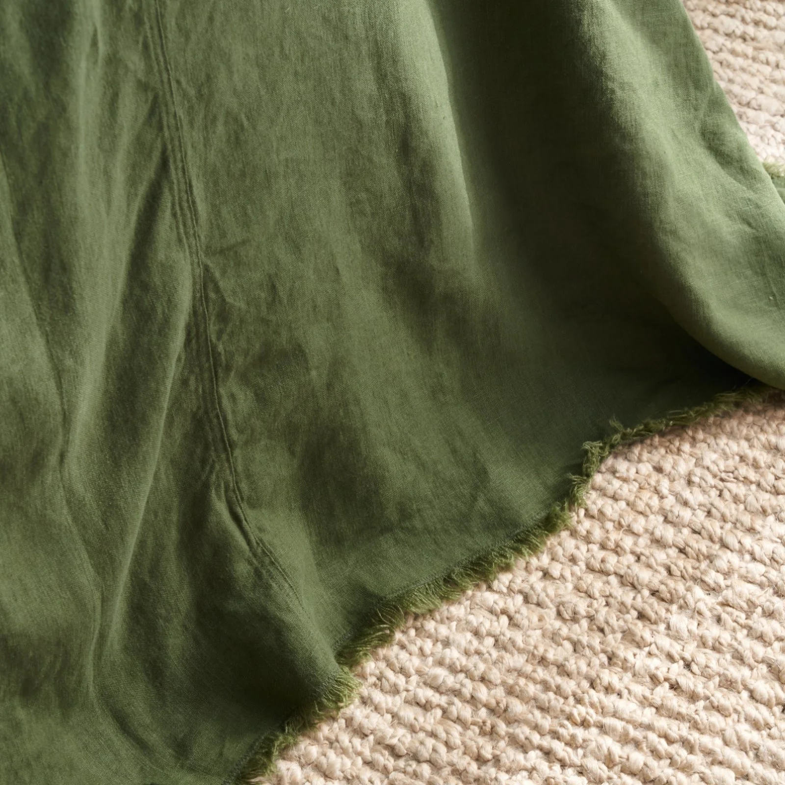 French Flax Linen Heavy Bed Cover in Forest - Image 5