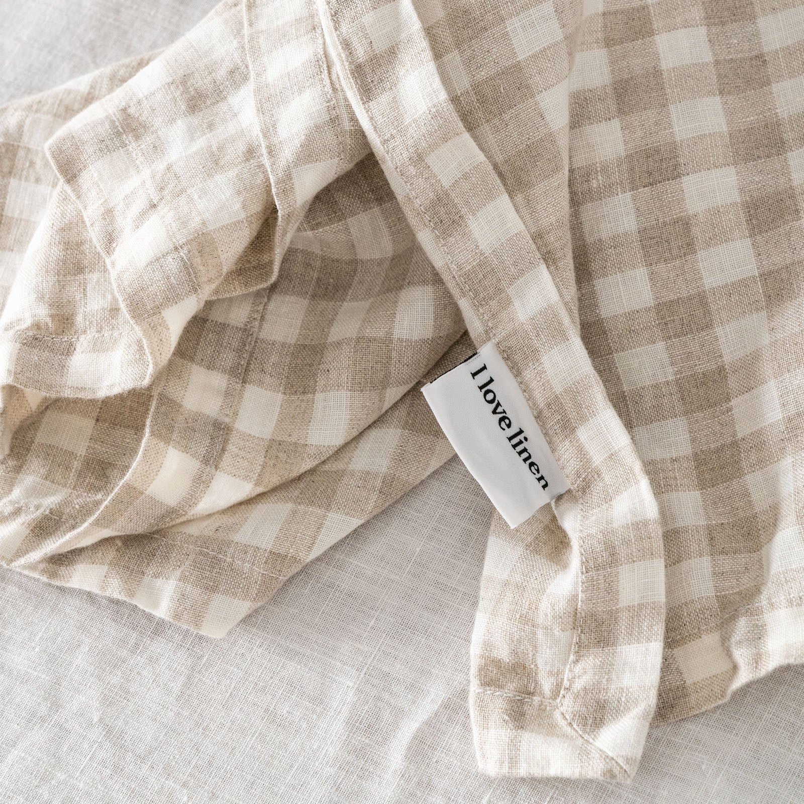 French Flax Linen Napkins (Set Of 4) in Beige Gingham - Image 8