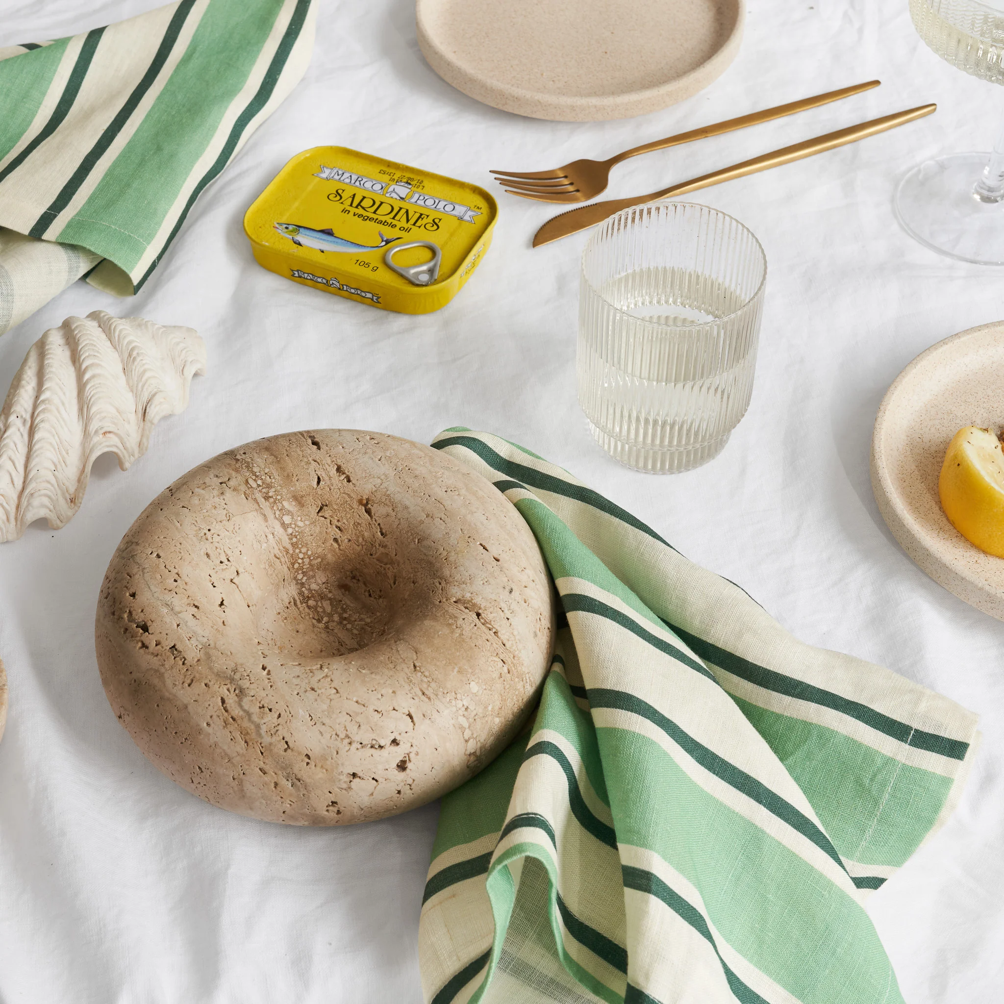 French Flax Linen Napkins (Set Of 4) in Green Stripe - Image 4