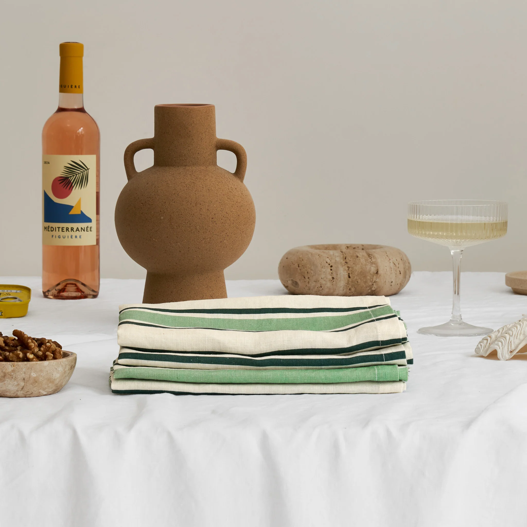 French Flax Linen Napkins (Set Of 4) in Green Stripe - Image 5