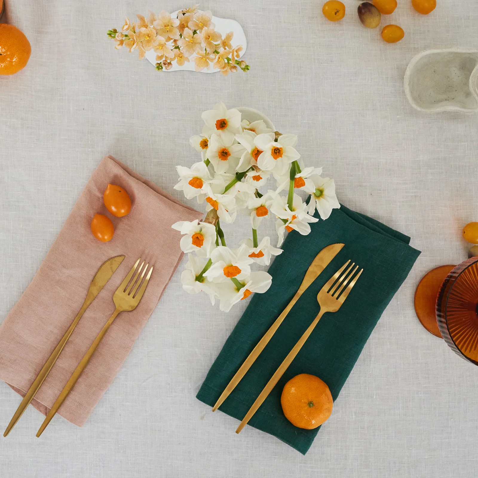 French Flax Linen Napkins (Set Of 4) in Jade/Clay - Image 7