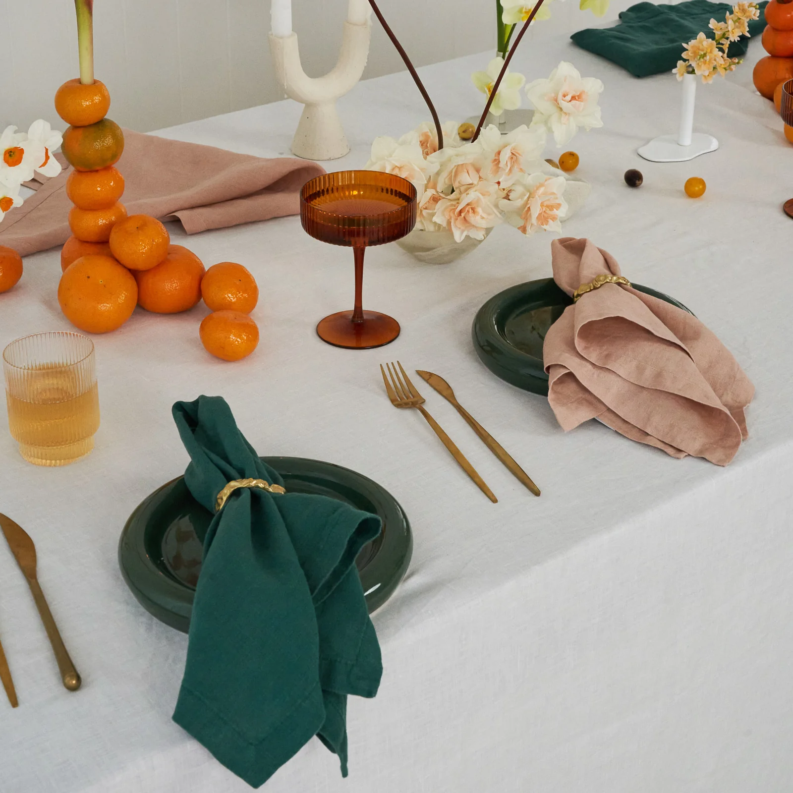 French Flax Linen Napkins (Set Of 4) in Jade/Clay - Image 9