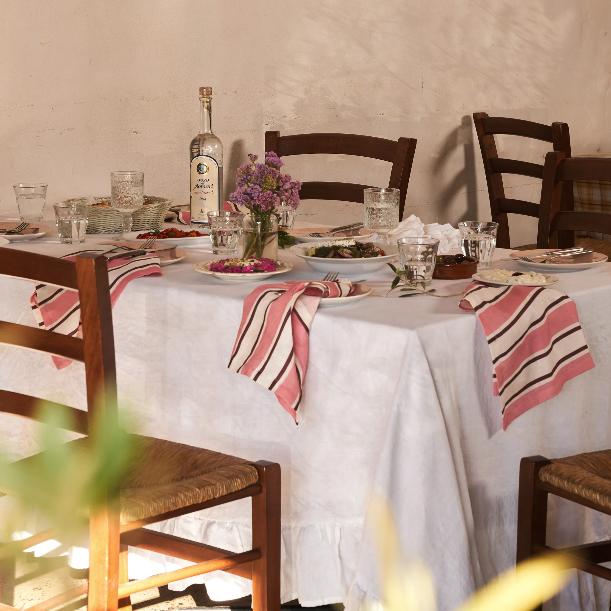 French Flax Linen Napkins (Set Of 4) in Pink Stripe - Image 10