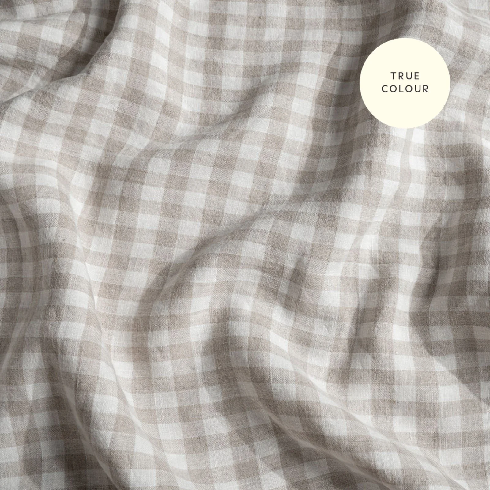 French Flax Linen Pillowcase Set in Beige Gingham - Image 10