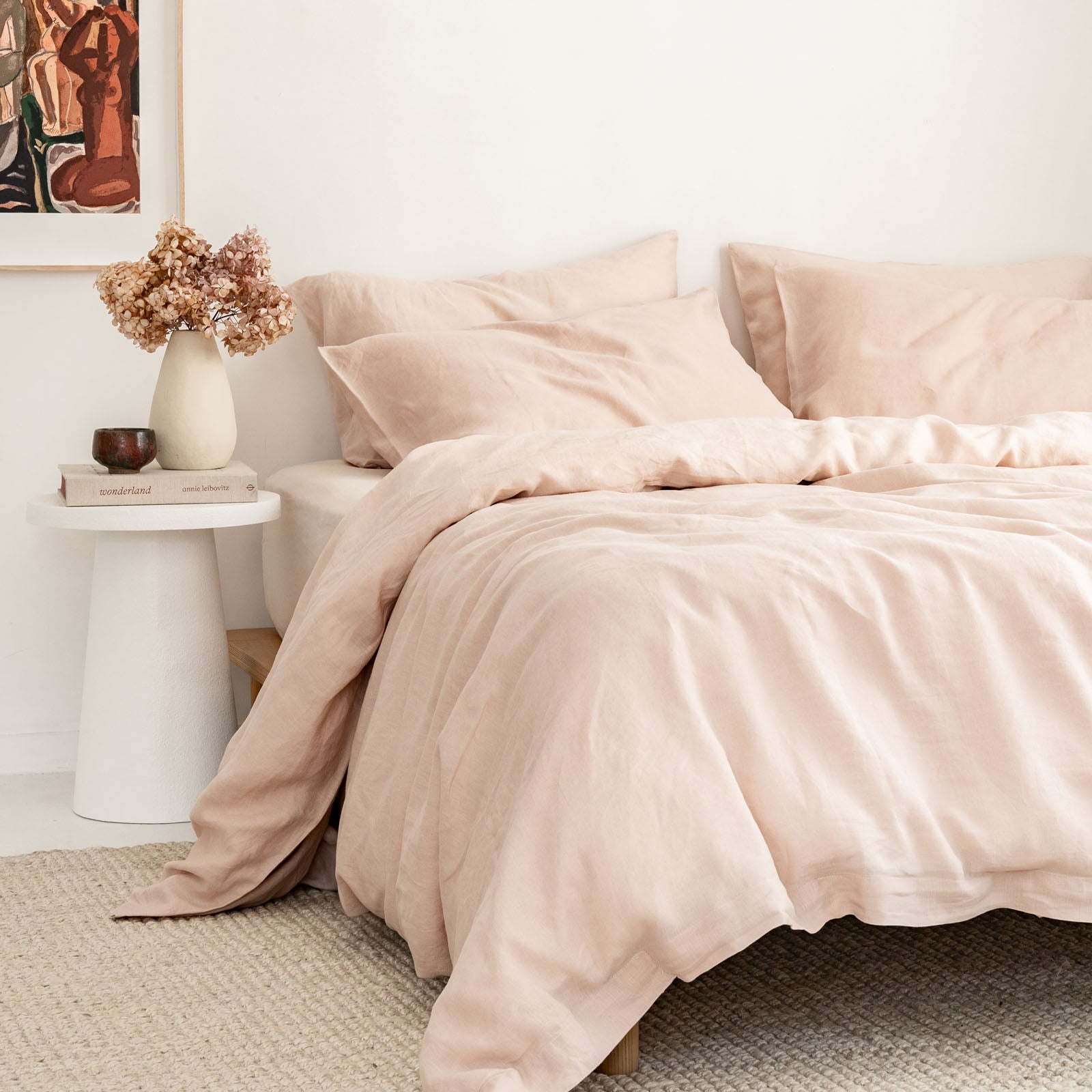 French Flax Linen Pillowcase Set in Blush - Image 7