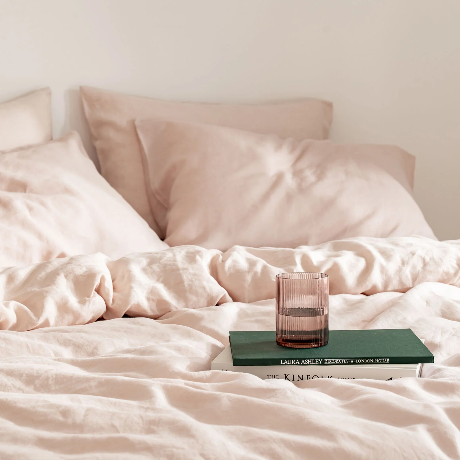 French Flax Linen Pillowcase Set in Blush - Image 9