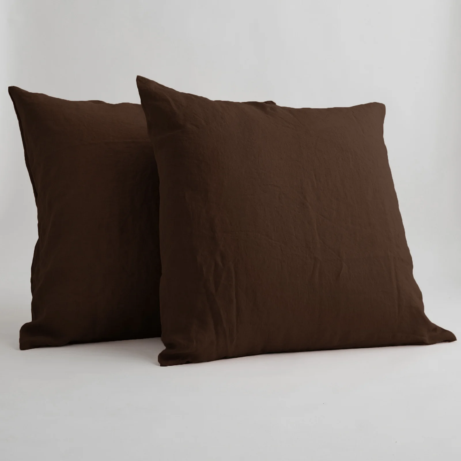 French Flax Linen Pillowcase Set in Chocolate - Image 2