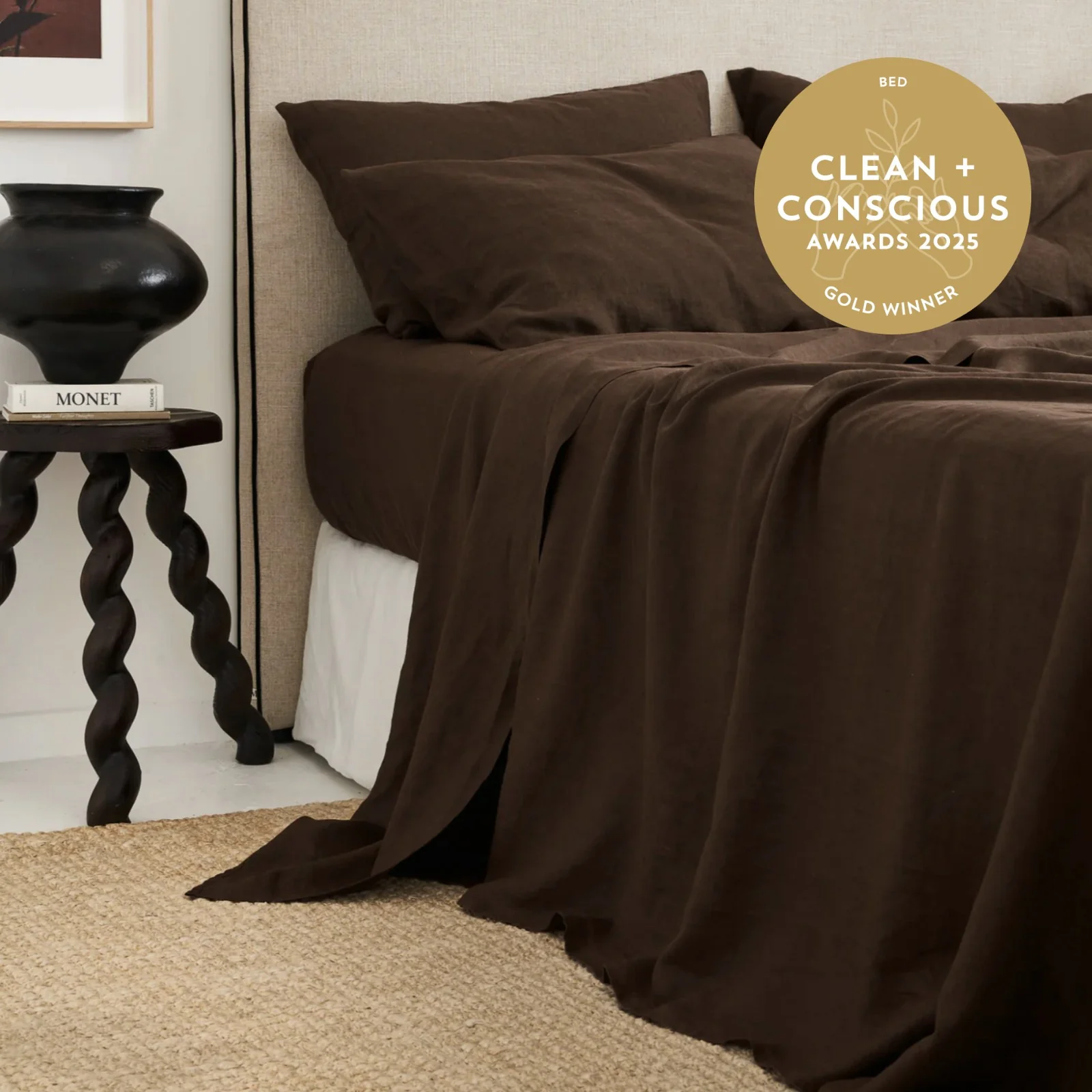 French Flax Linen Pillowcase Set in Chocolate - Image 7
