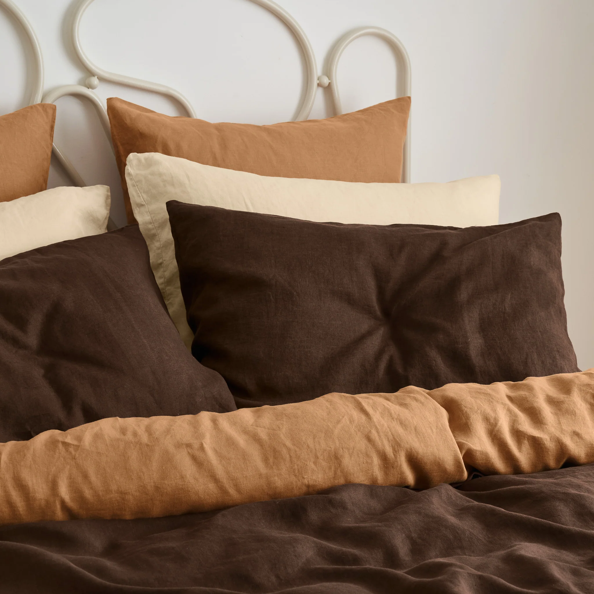 French Flax Linen Pillowcase Set in Chocolate - Image 9