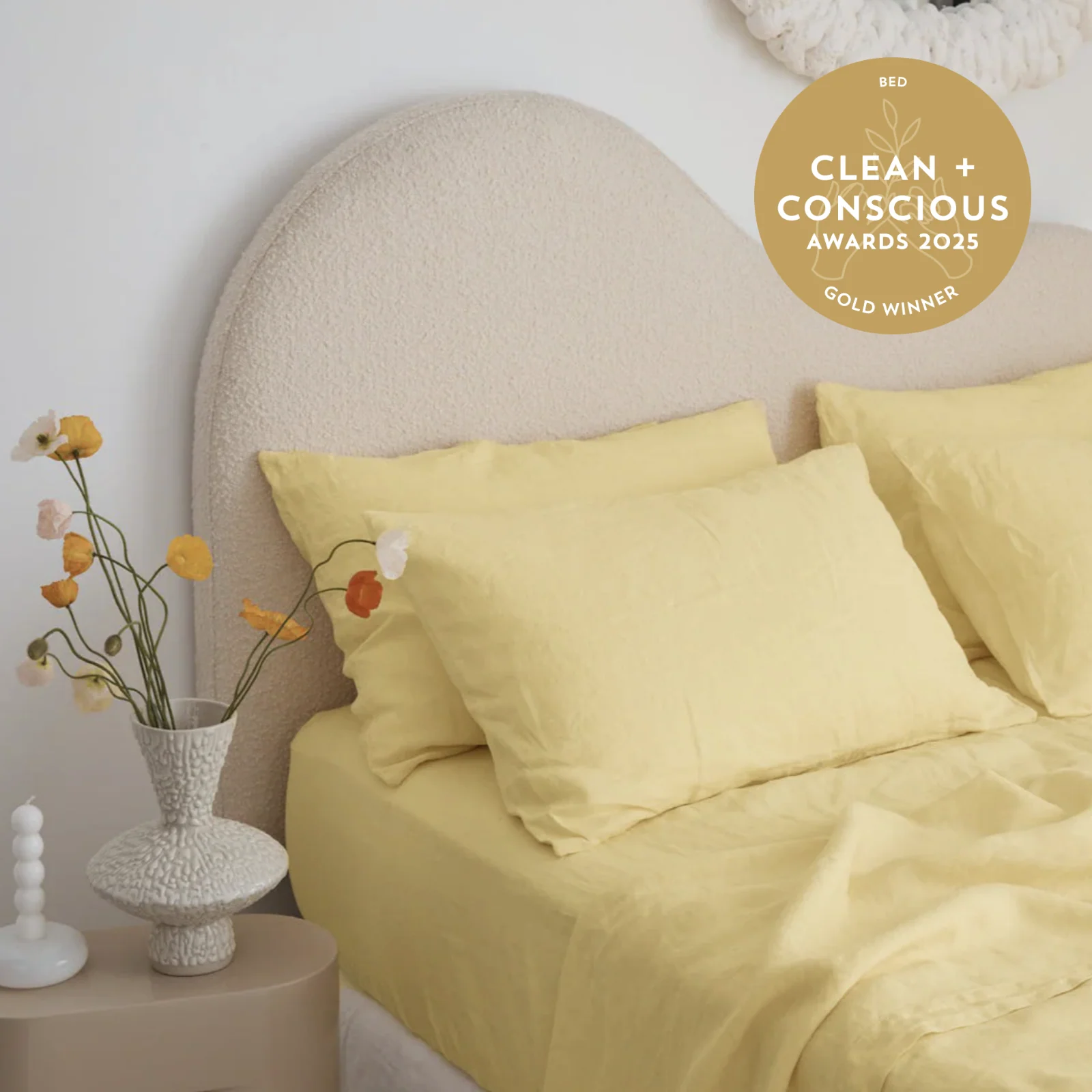 French Flax Linen Pillowcase Set in Daisy - Image 6