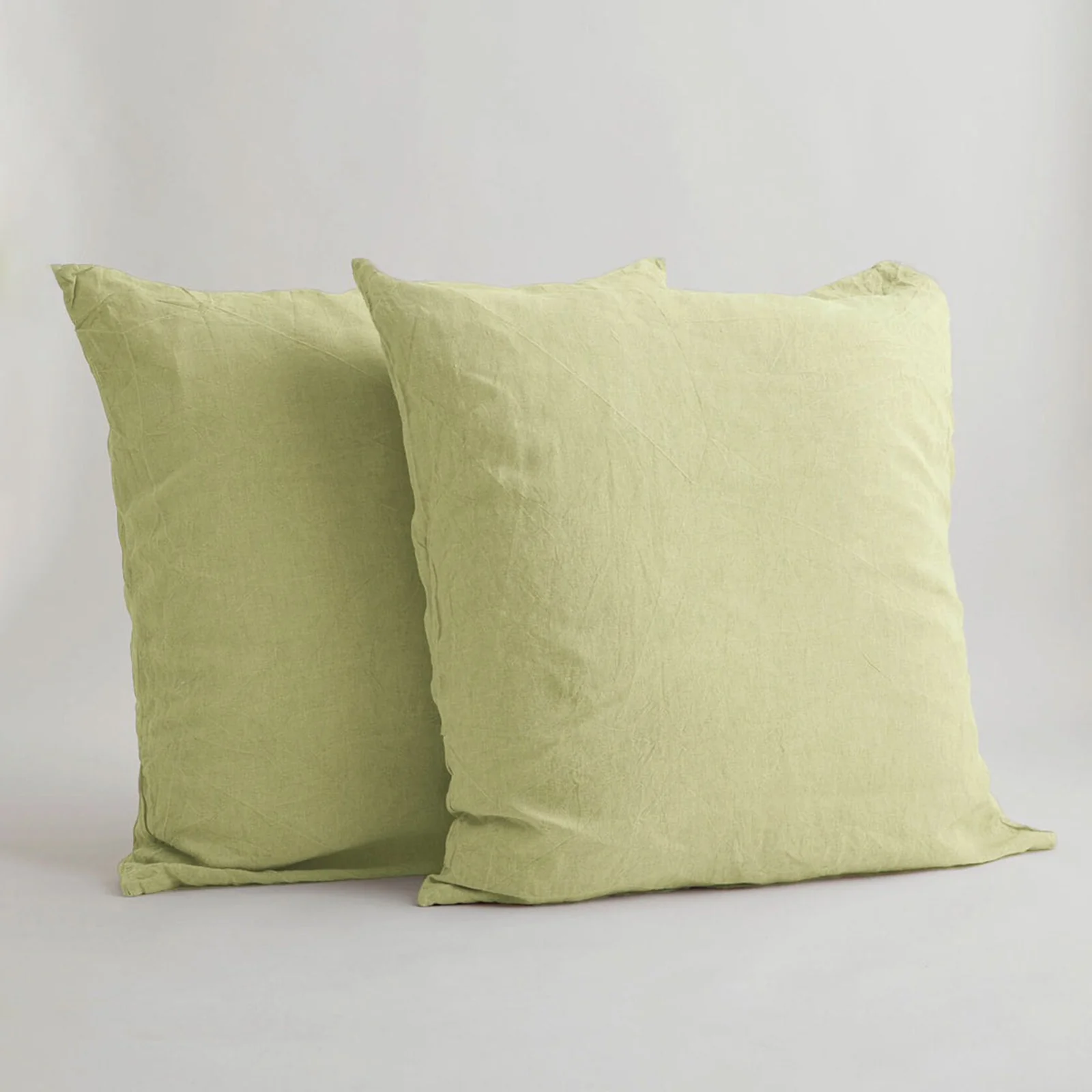 French Flax Linen Pillowcase Set in Matcha - Image 2