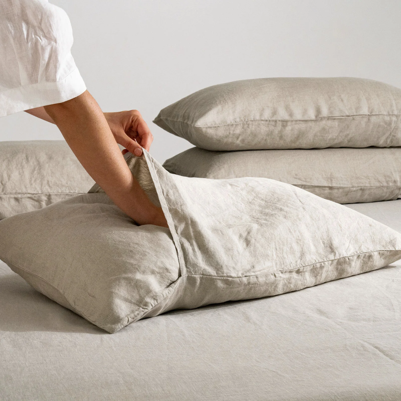 French Flax Linen Pillowcase Set in Natural - Image 4