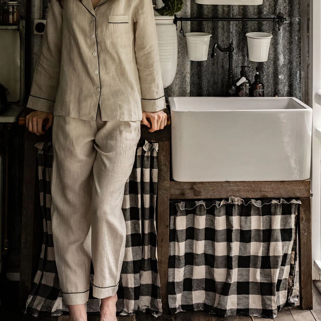 French Flax Linen Pyjama Set in Natural - Image 8