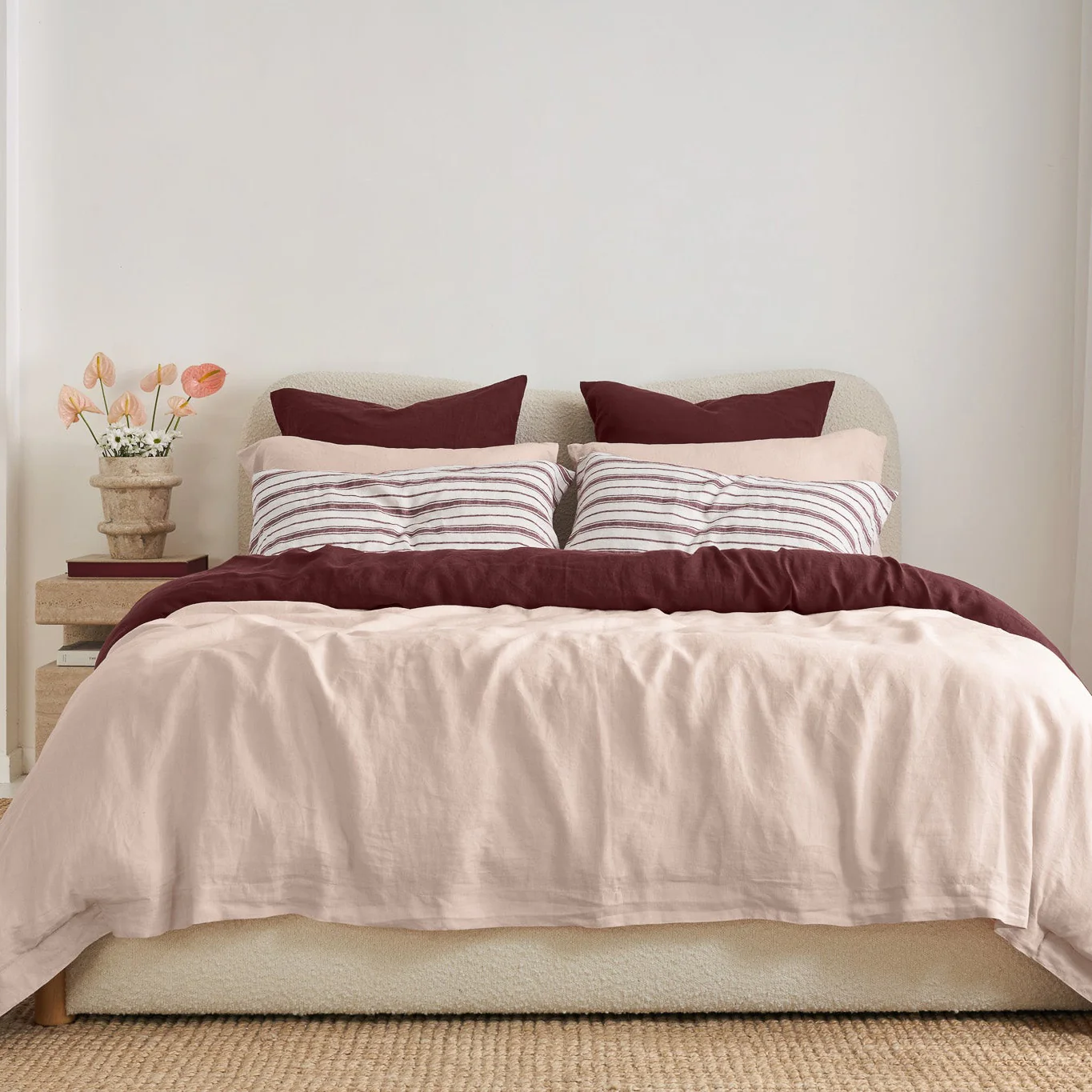 French Flax Linen Quilt Cover Set in Blush - Image 10