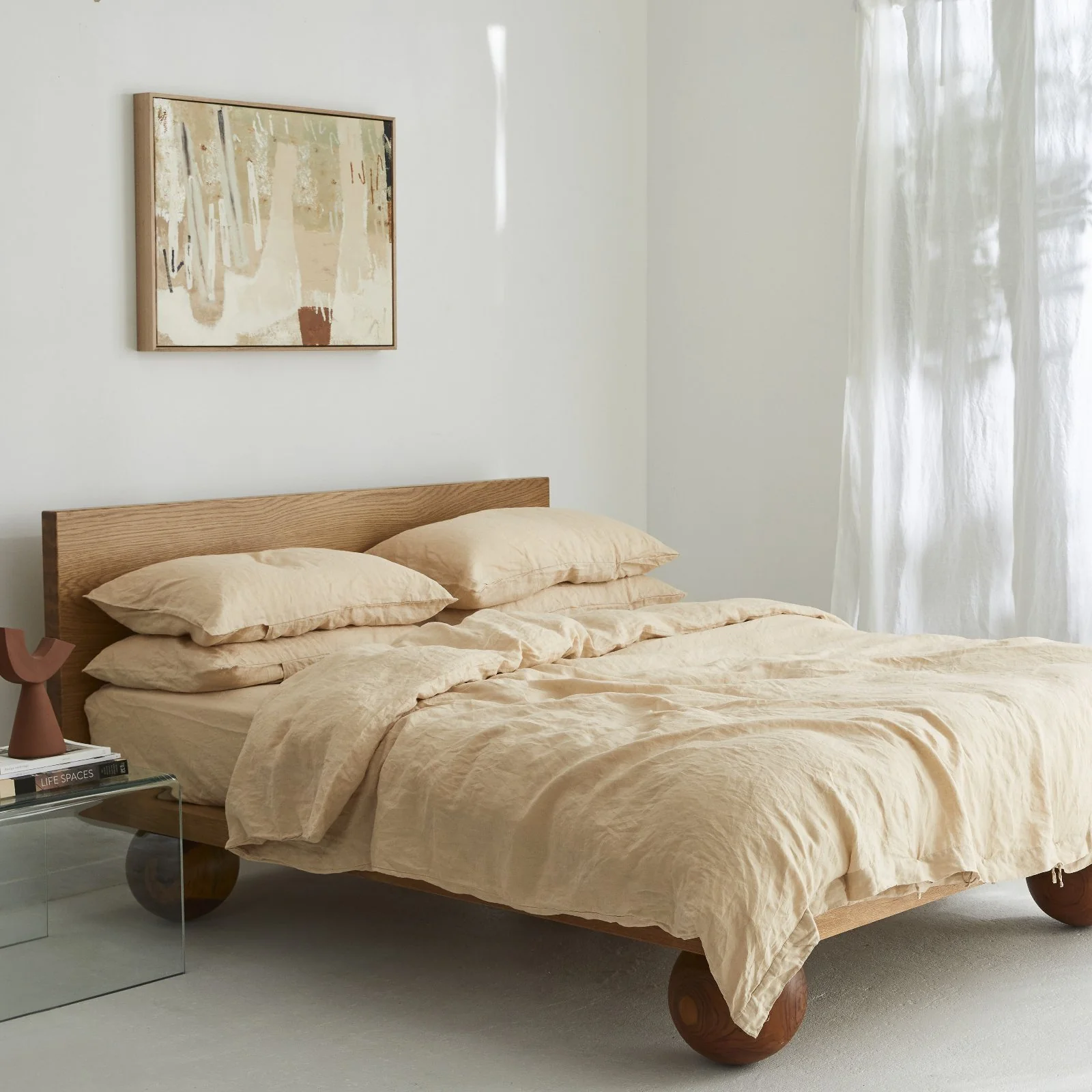 French Flax Linen Quilt Cover Set in Creme - Image 2