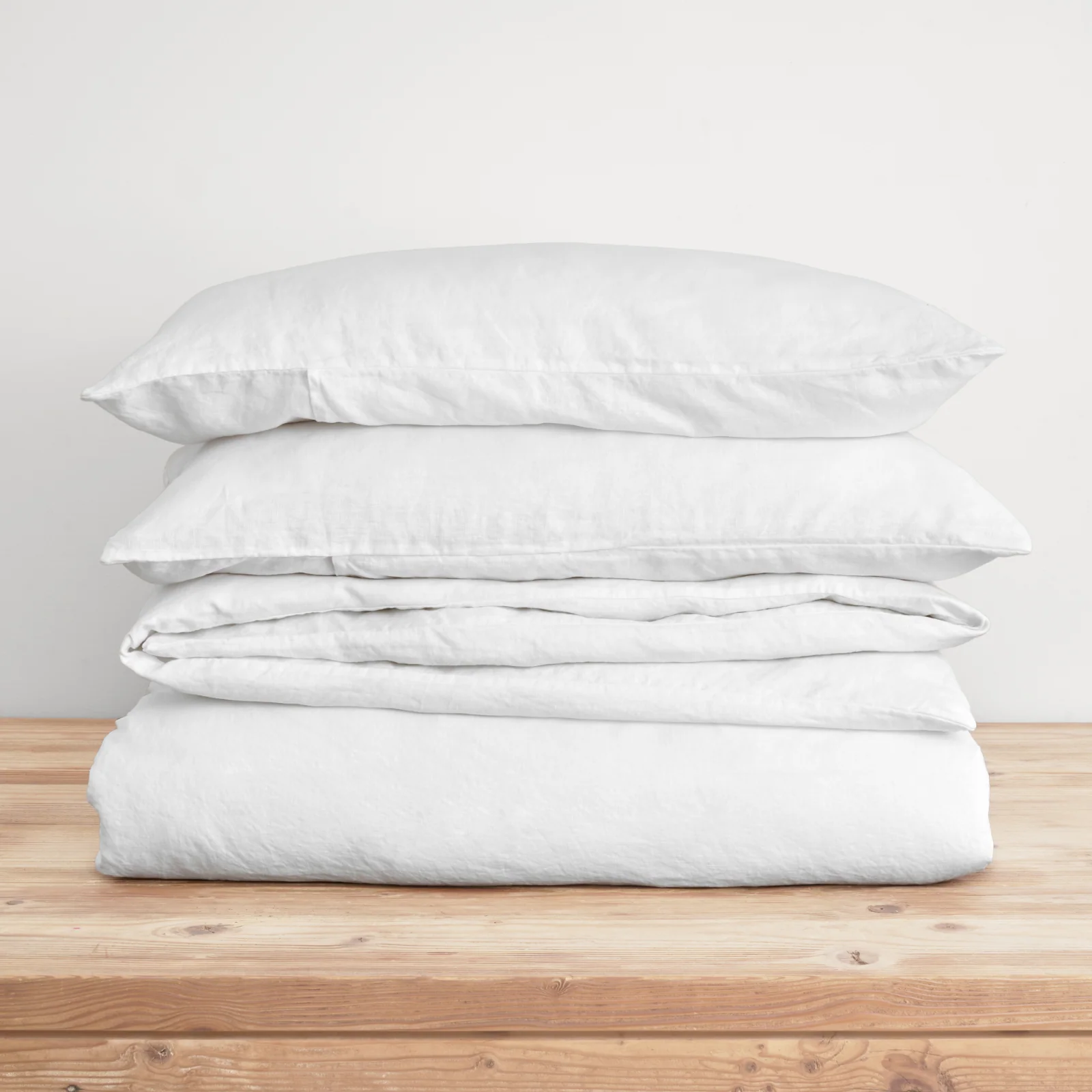 French Flax Linen Quilt Cover Set in White