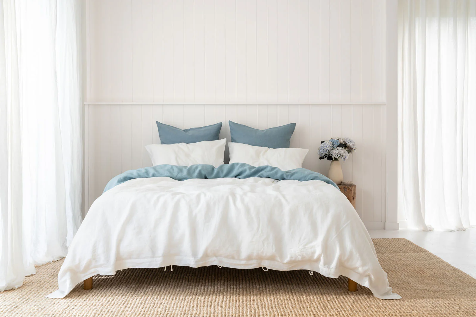 French Flax Linen Quilt Cover Set in White - Image 11