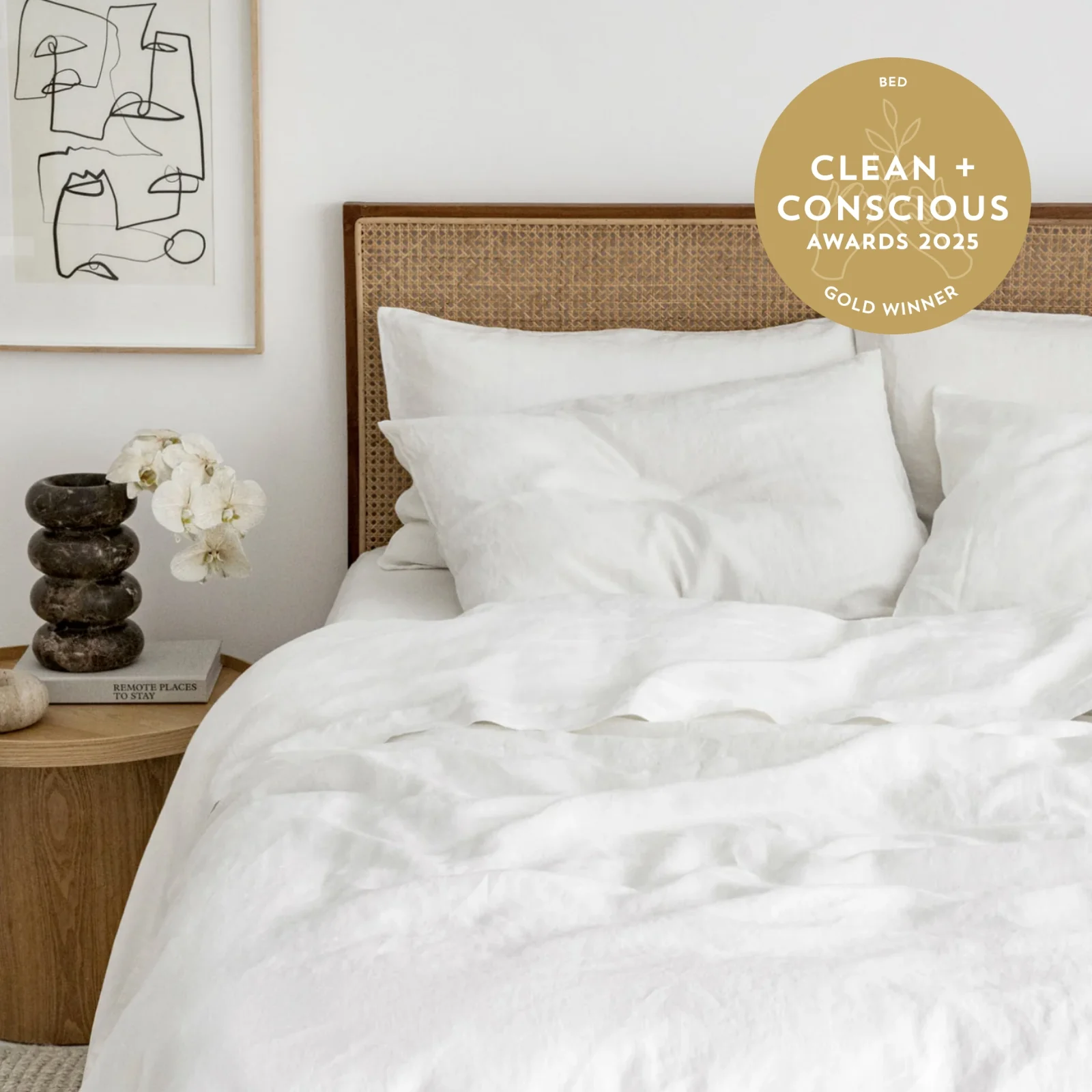 French Flax Linen Quilt Cover Set in White - Image 6