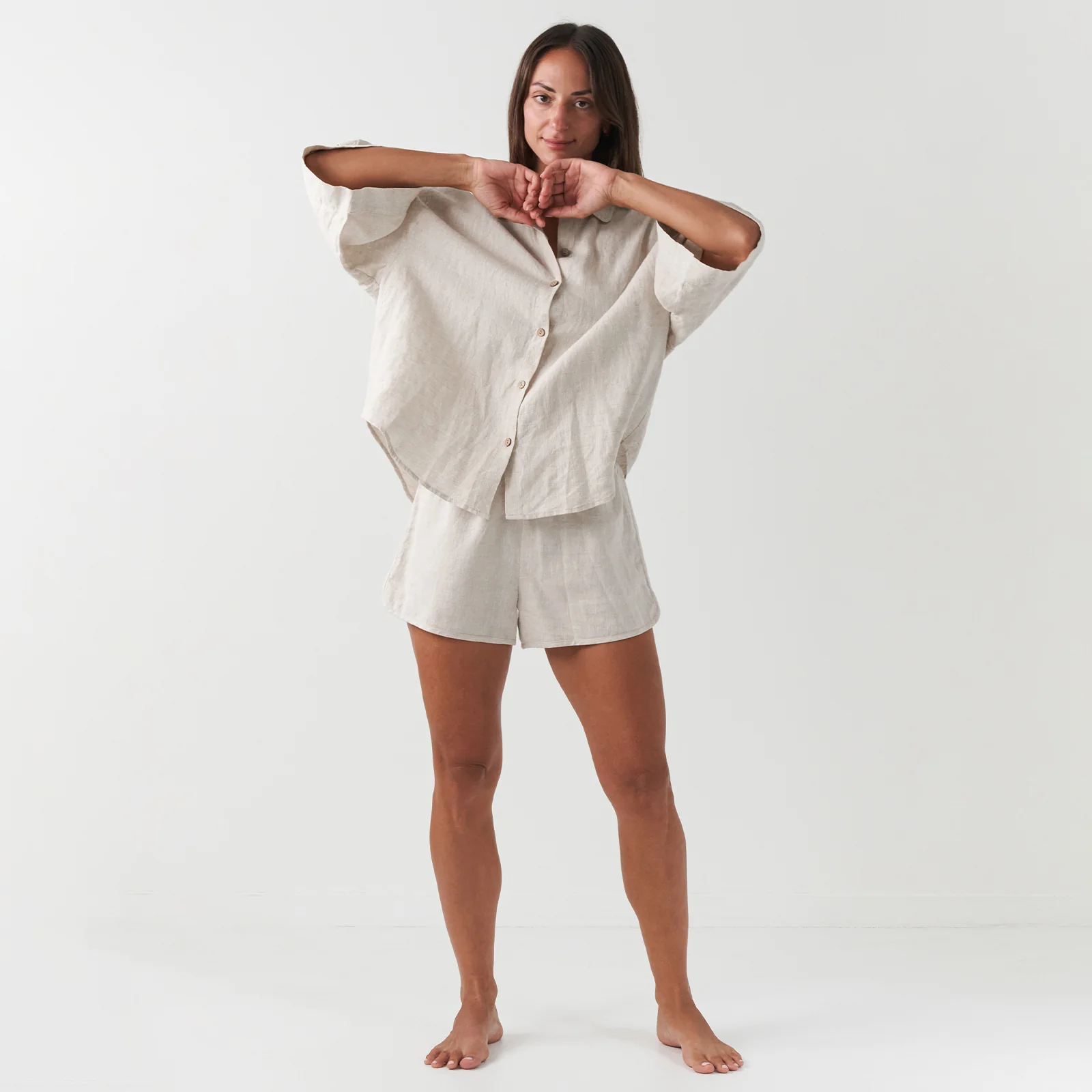 French Flax Linen Relaxed Short in Natural - Image 5