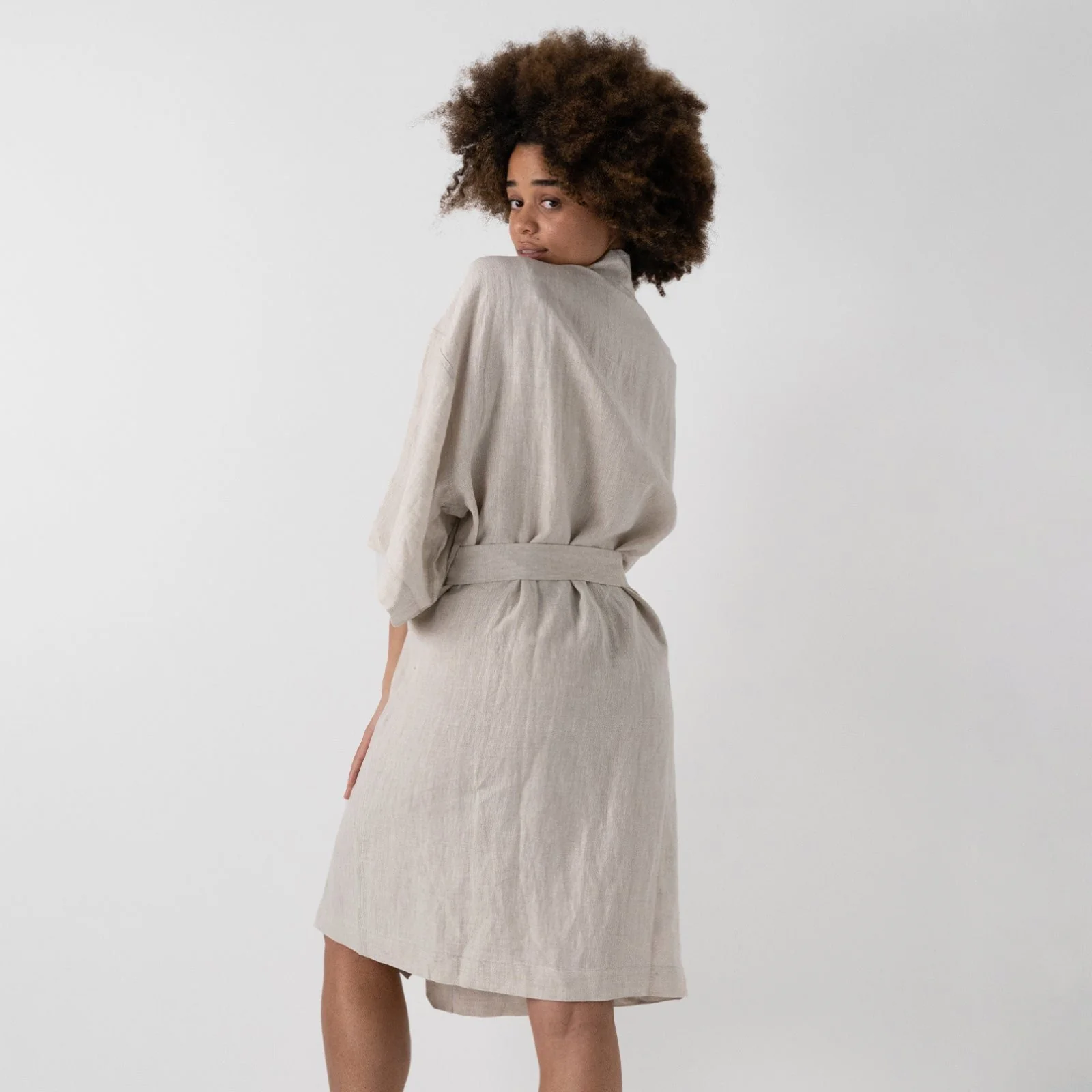French Flax Linen Robe in Natural - Image 2
