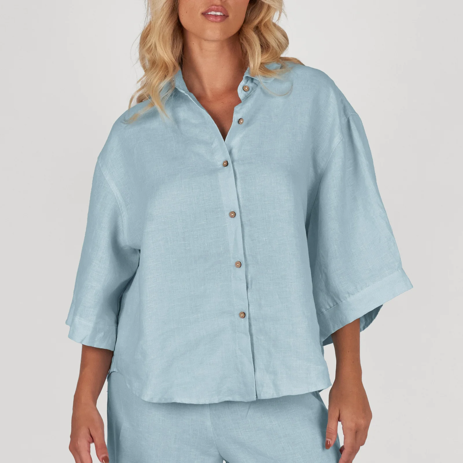 French Flax Linen Ruby Lounge Set in Sky Blue - Image 4