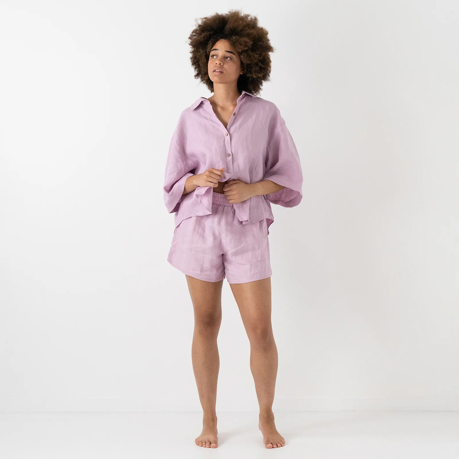 French Flax Linen Ruby Shirt in Lilac - Image 6