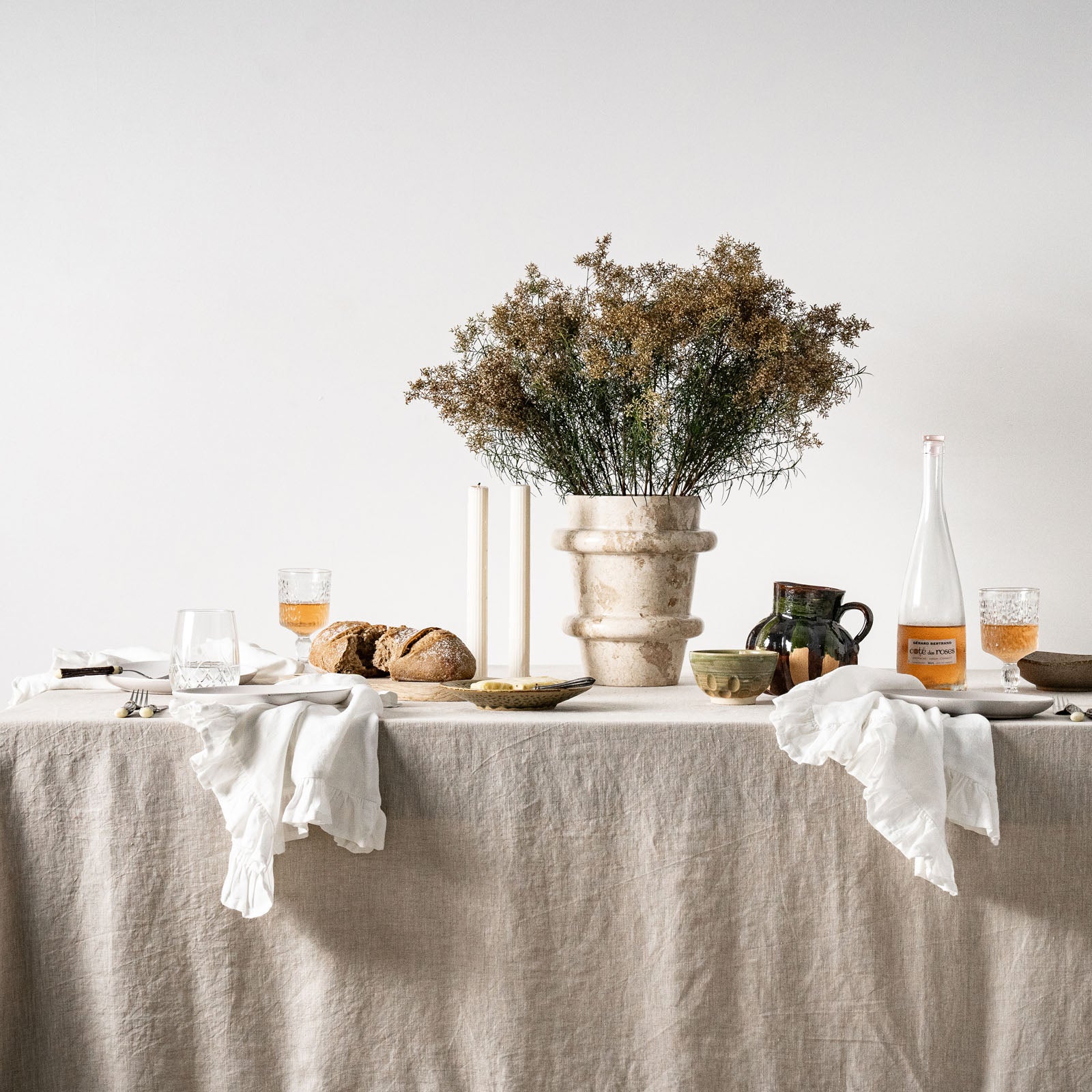 French Flax Linen Ruffles Napkins (Set Of 4) in White - Image 2