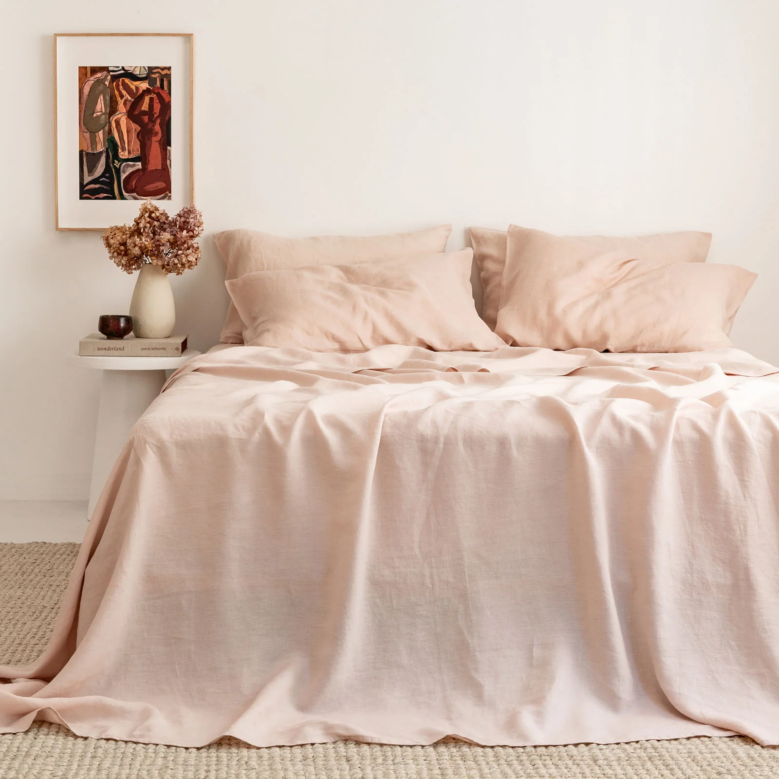 French Flax Linen Sheet Set in Blush - Image 2
