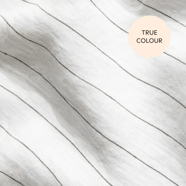 French Flax Linen Double Sided Quilt Cover SET in Charcoal/Charcoal Stripe - Image 15