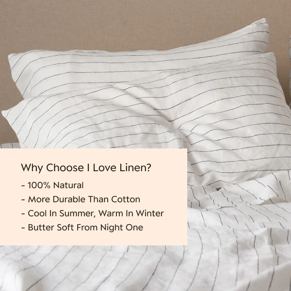 French Flax Linen Flat Sheet in Charcoal Stripe - Image 9