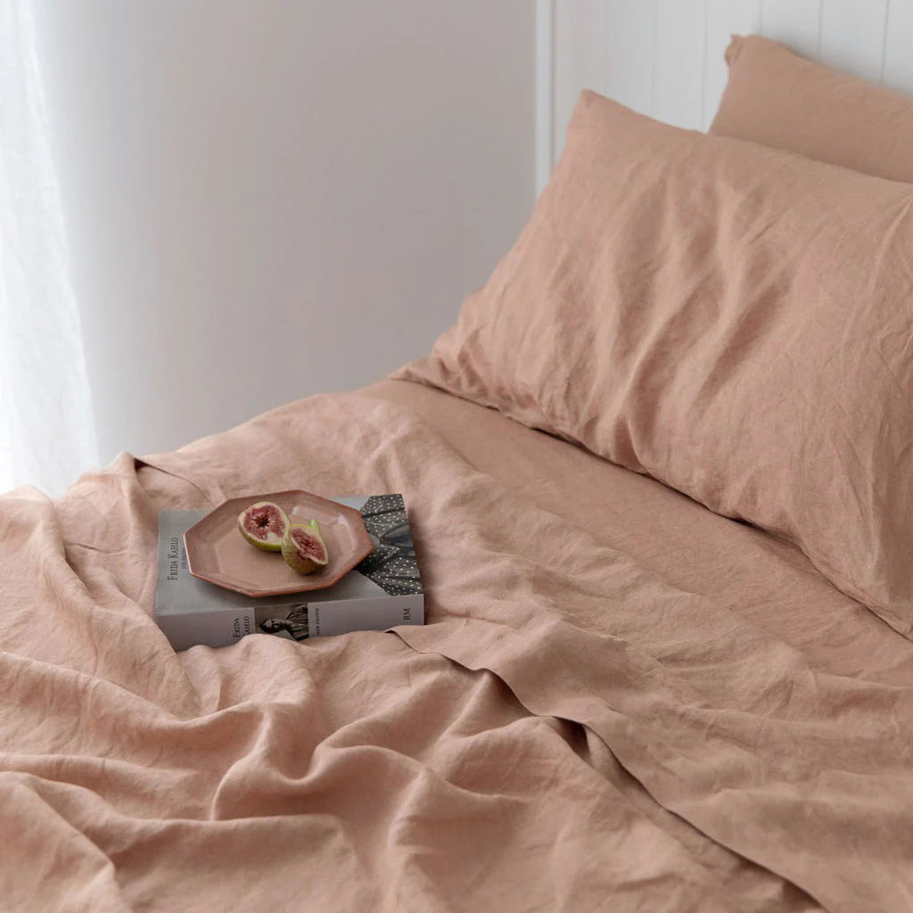 French Flax Linen Sheet Set in Clay - Image 5