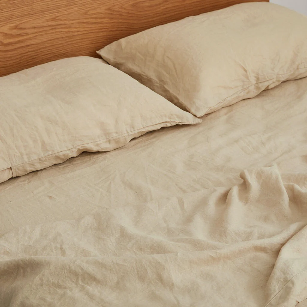 French Flax Linen Sheet Set in Creme - Image 4